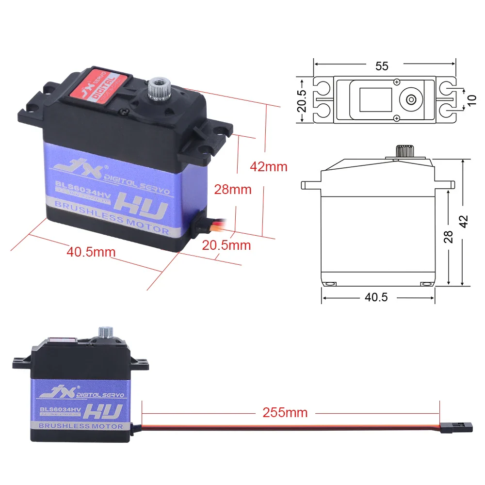 4pcs/set JX Servo BLS6034HV - 7.4V 33kg 120° Brushless Metal Gear Digital Servo Motor for 1/8 1/10 RC Car RC Model
