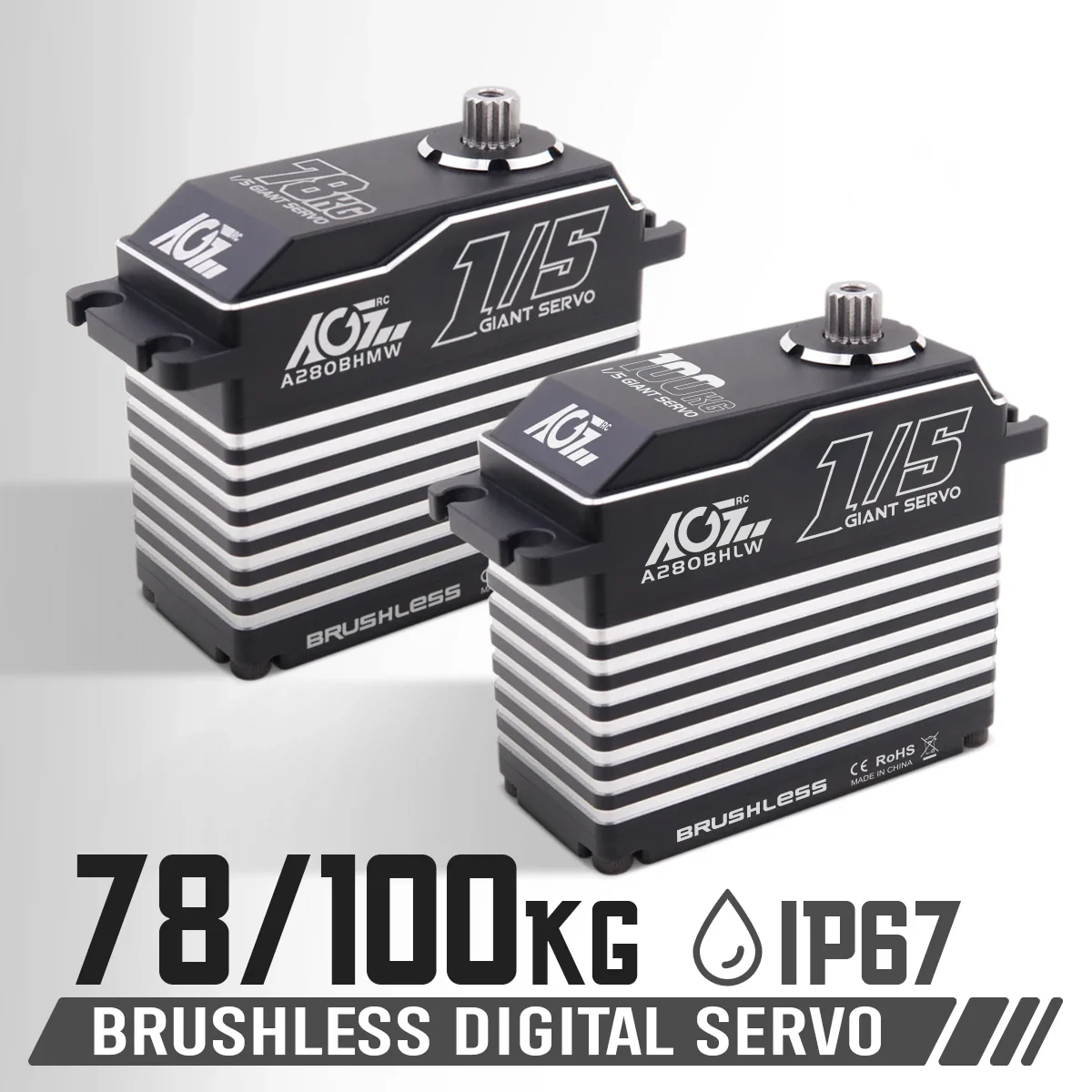 AGFRC A280BHMW A280BHLW 78KG 100KG 5th Scale HV High Torque WP Brushless RC Racing Servo For 1/5 Large Aircraft Car Boat RC Mode