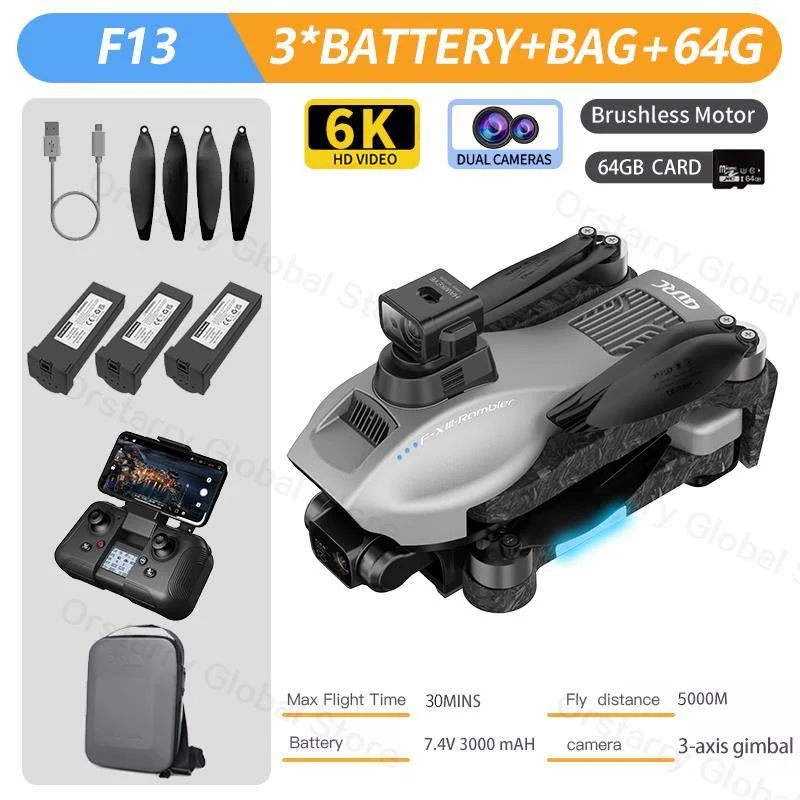 F13 Drone - 8K HD Camera 3Axis Gimbal Eis Anti Shake With GPS Repeater Brushless Motor Quadcopter RC Helicopter Toys Professional Camera Drone