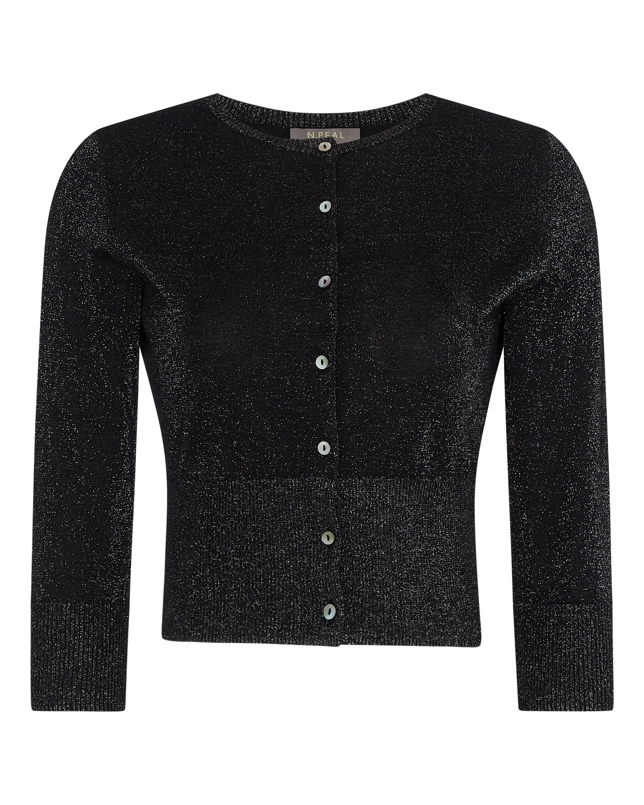 Women's Darcie Superfine Cashmere Cropped Cardigan With Lurex Black Sparkle