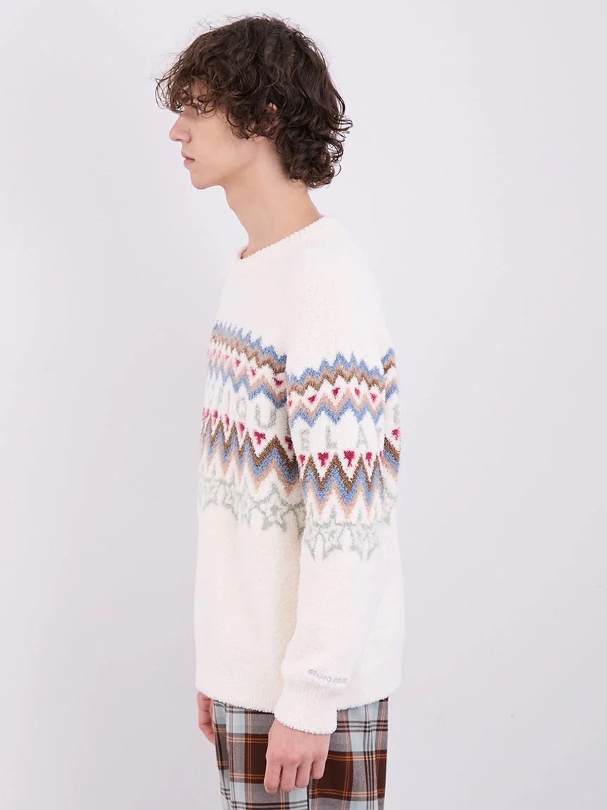 MENS Powder Fair Isle Jacquard Pullover Sweater