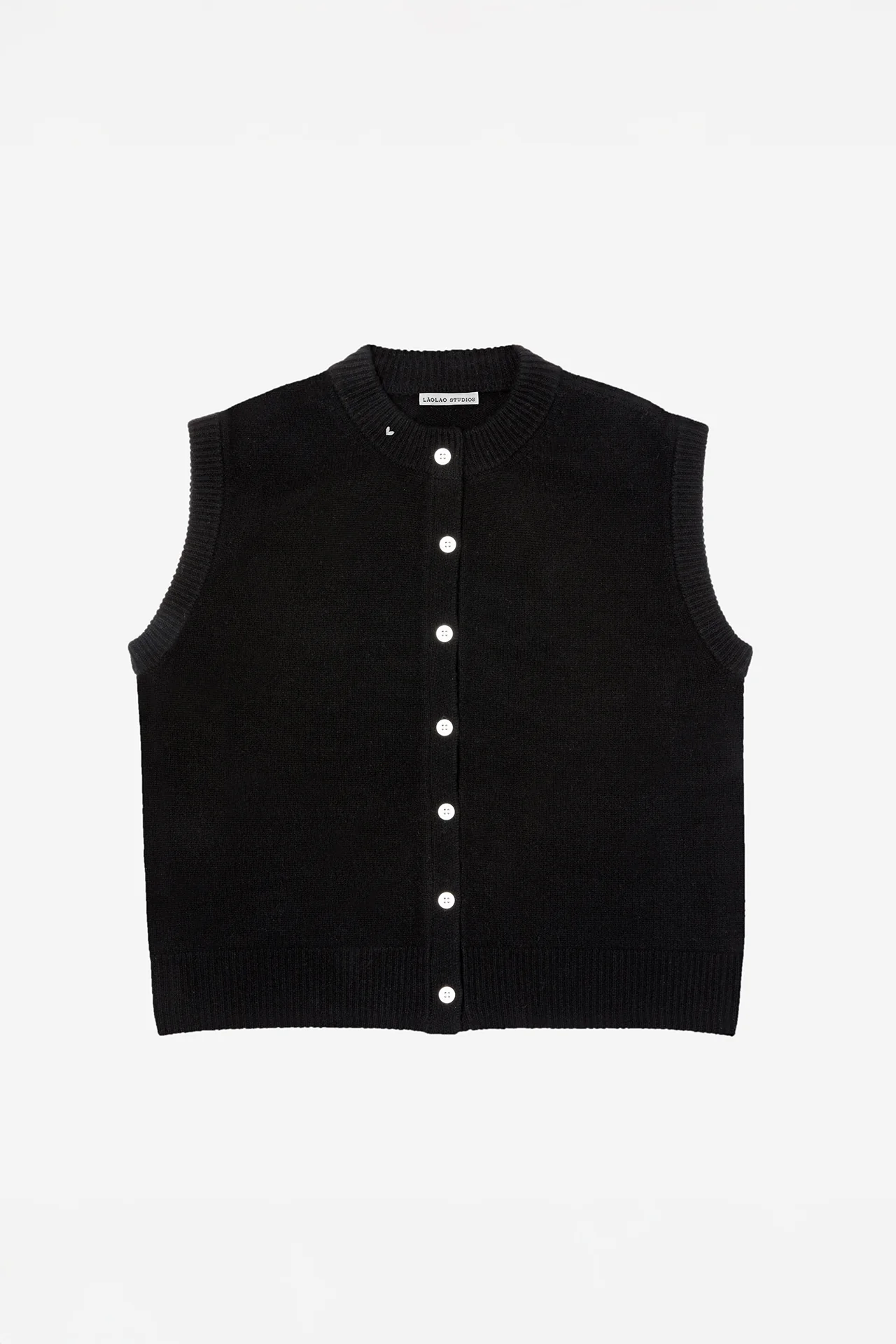 The Button Vest- Black