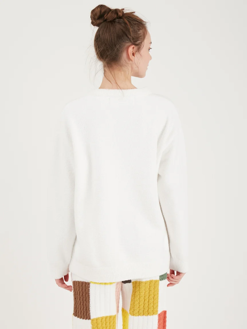 EAMES Air Moco Check-Logo Long Sleeve Pullover Sweater