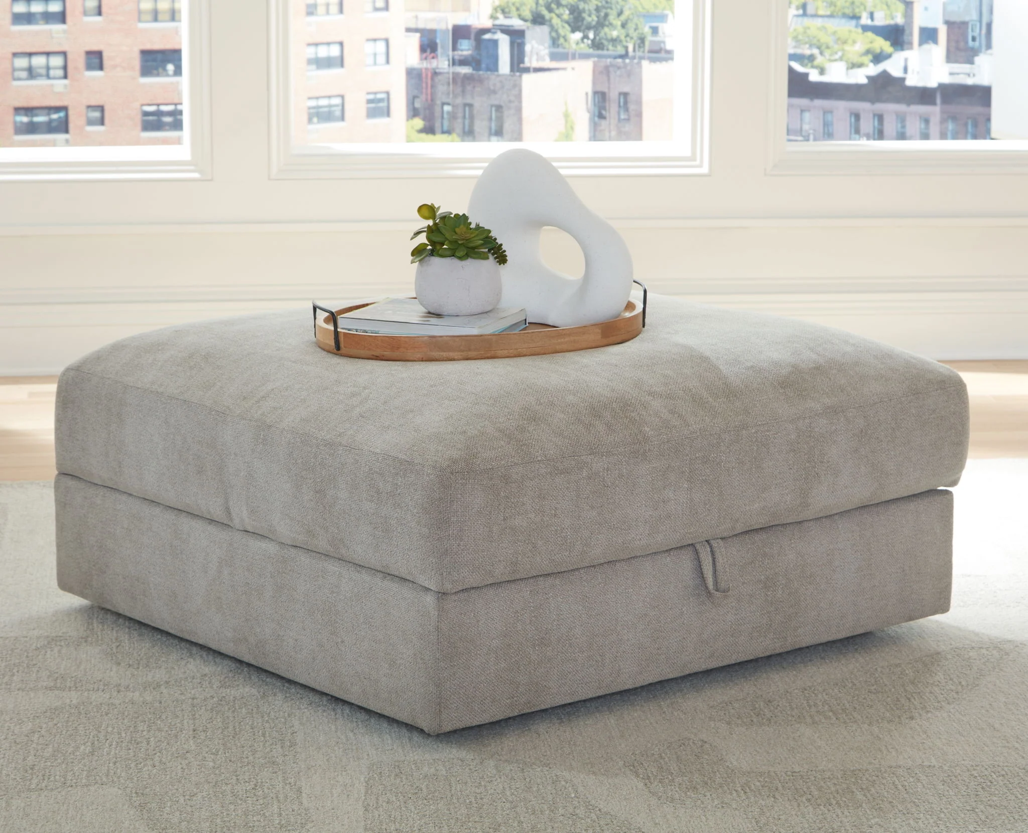Aslan Court - Ottoman With Storage - Pebble