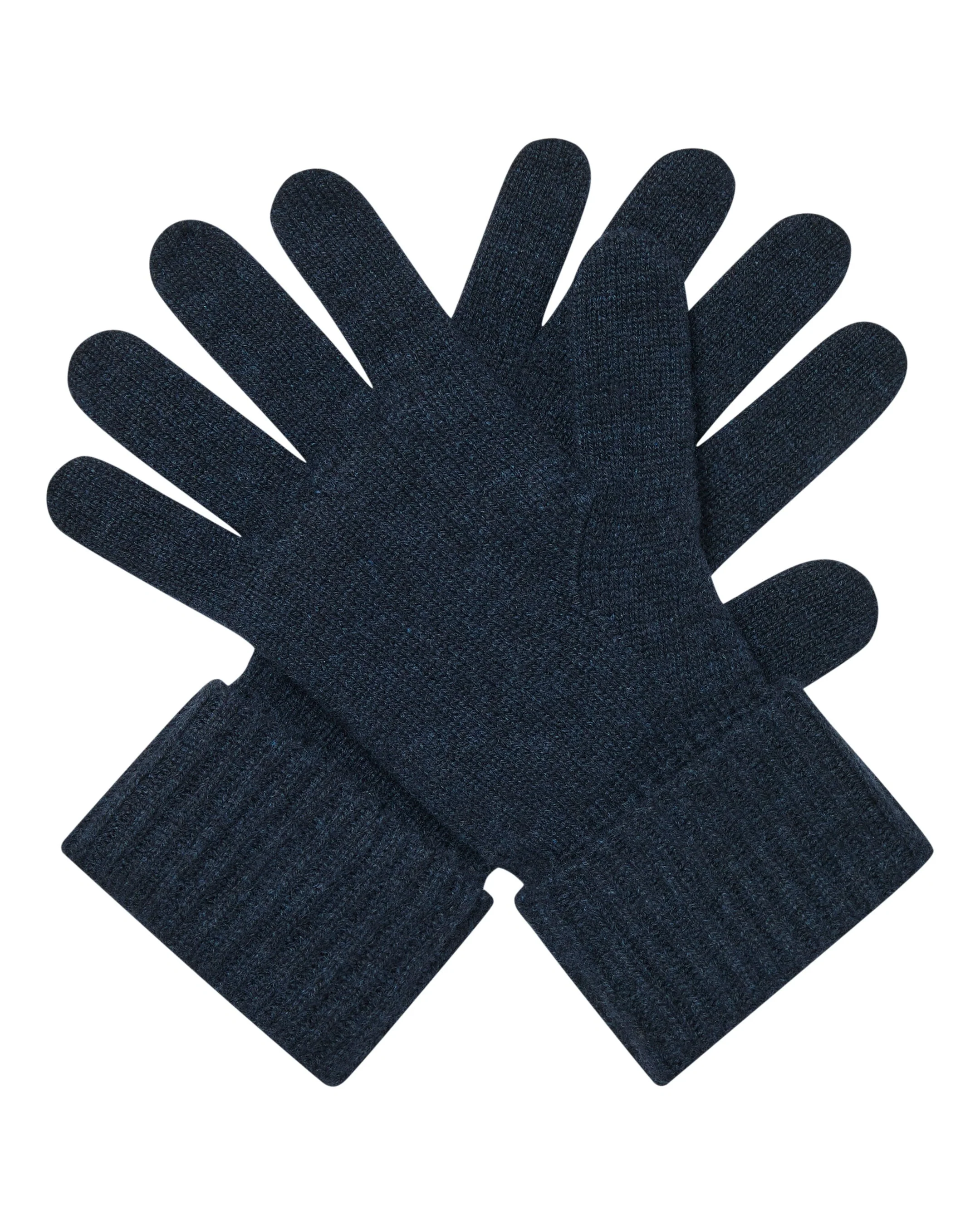Women's Ribbed Cashmere Gloves Indigo Blue