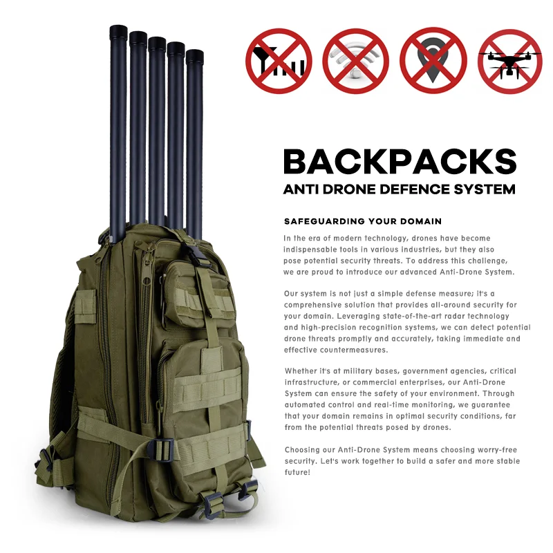 3/4/5 Channel Anti Drone Jammer Backpacks