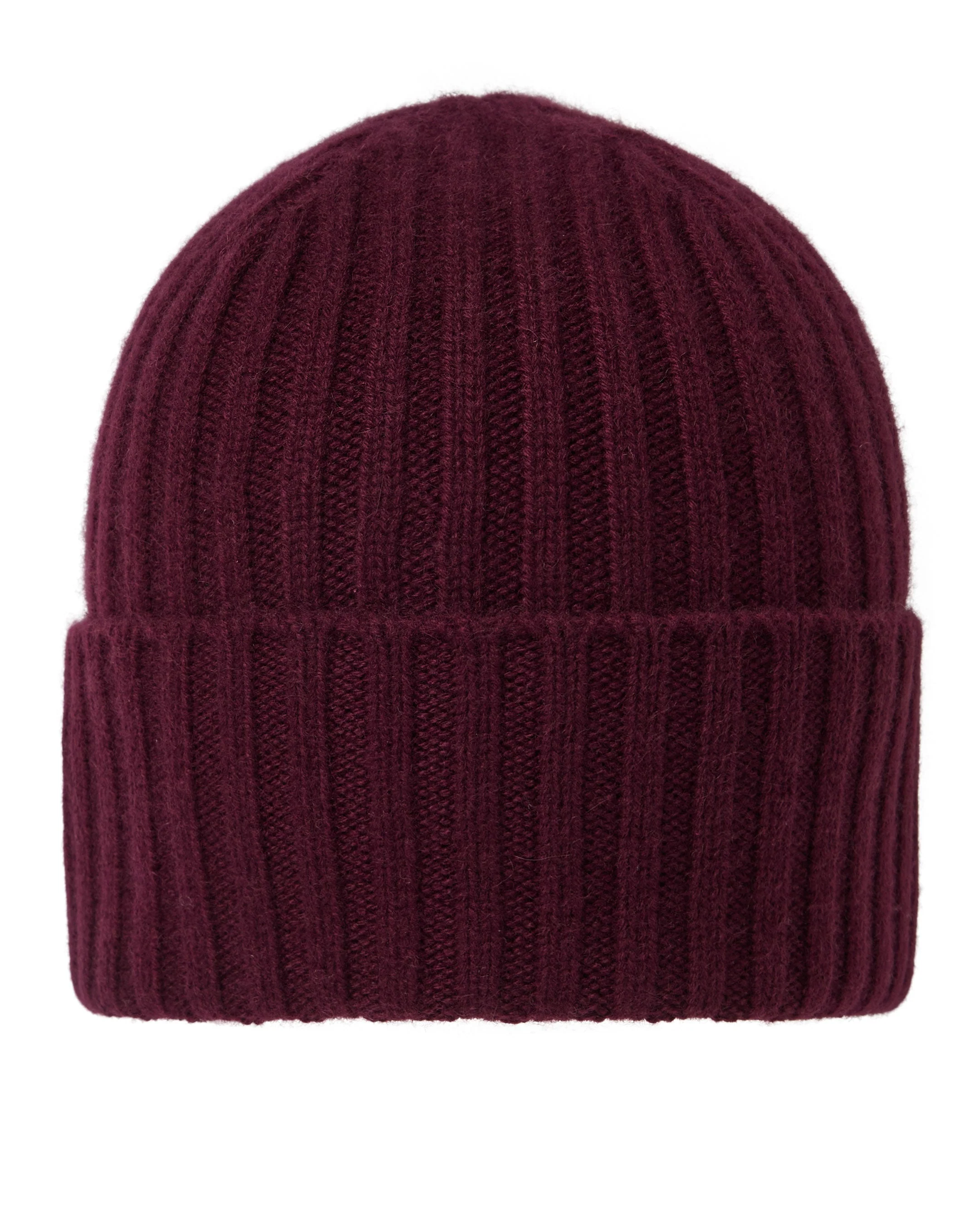 Unisex Chunky Ribbed Cashmere Hat Bordeaux Red