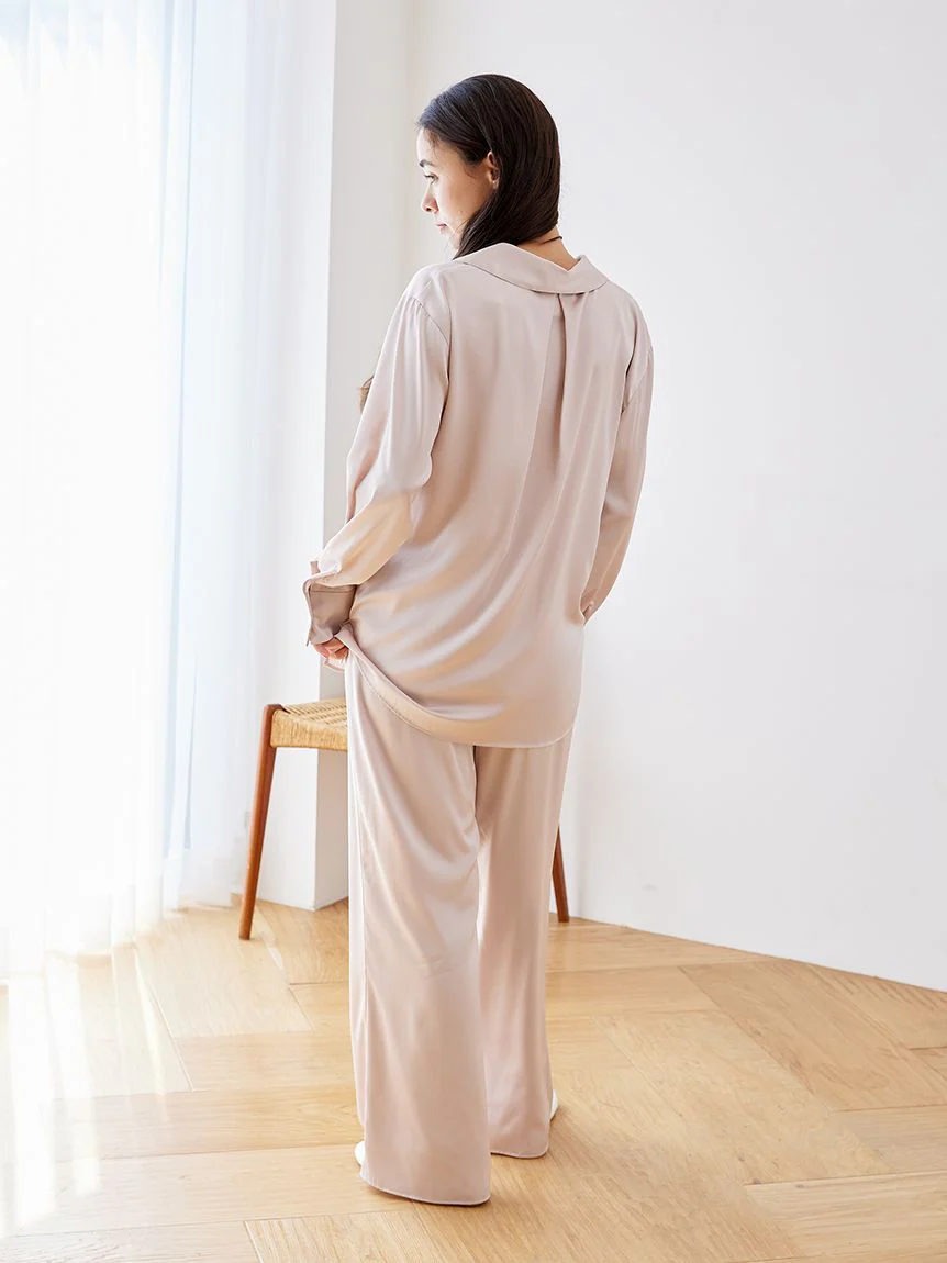 Long Sleeve Satin Sleepwear Blouse