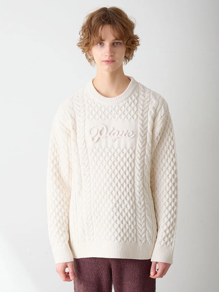Men's Aran Rope Embroidery Logo Pullover