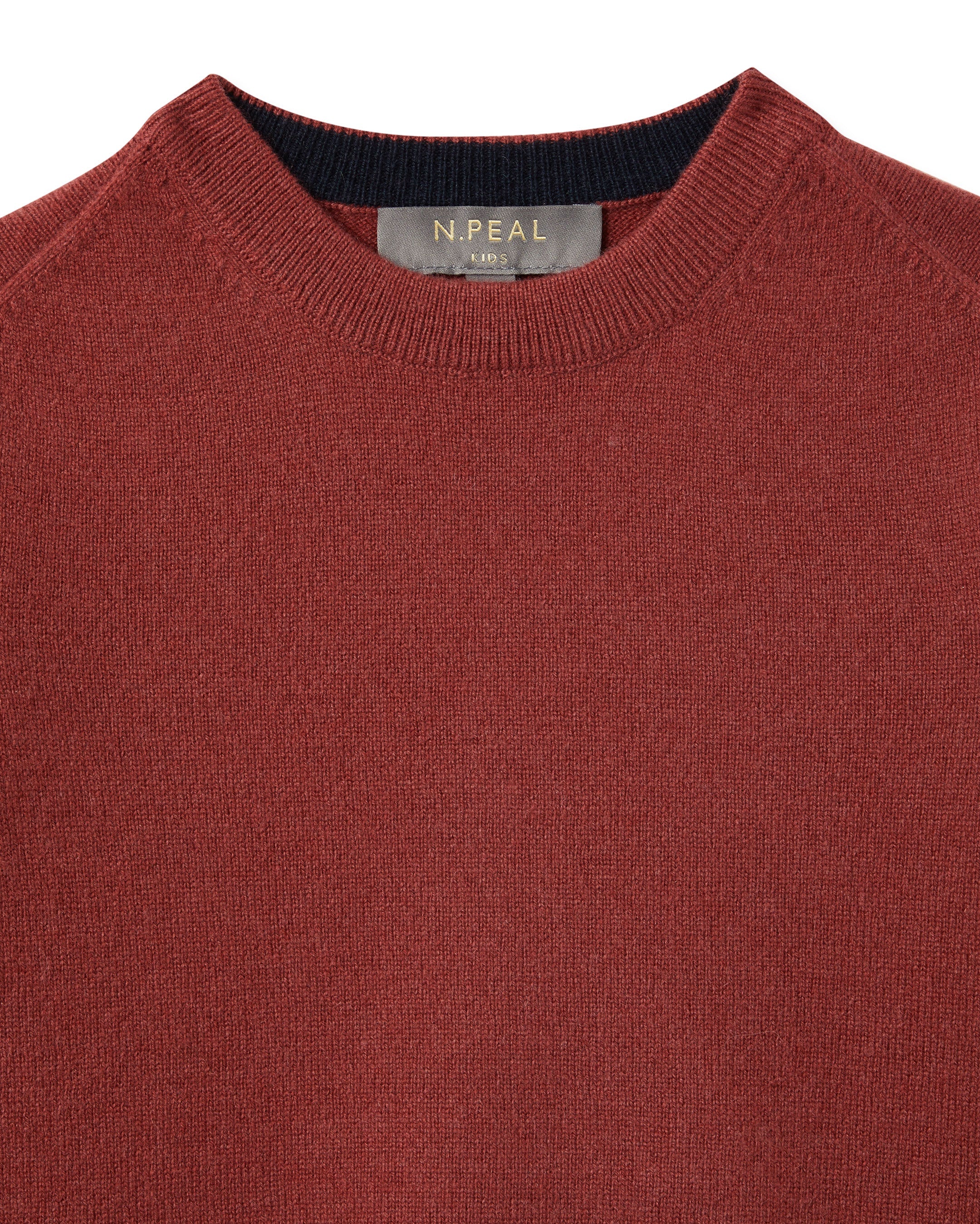 Boys Round Neck Cashmere Sweater Brick Red