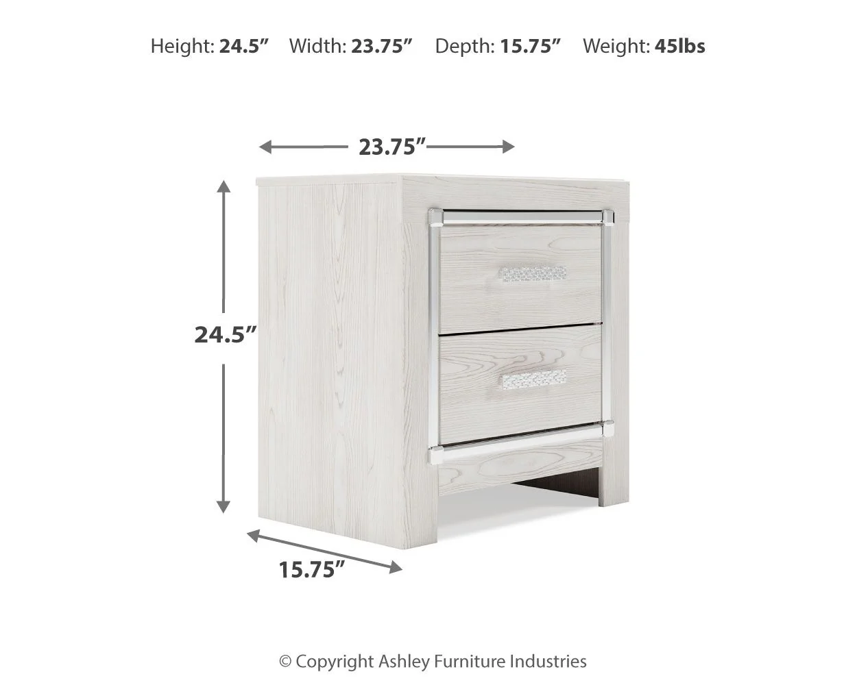 Altyra - Two Drawer Night Stand - White
