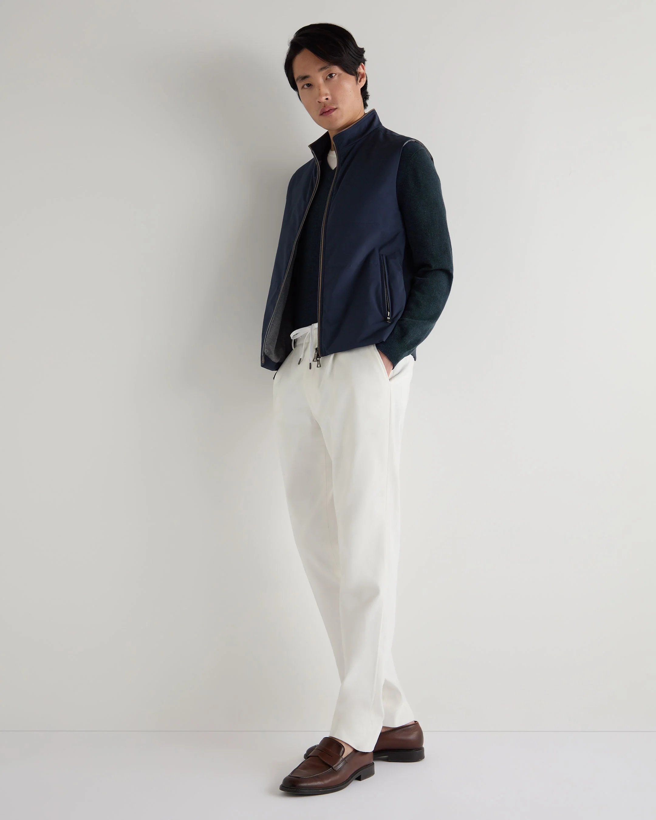 Men's Burlington V Neck Cashmere Jumper Indigo Blue