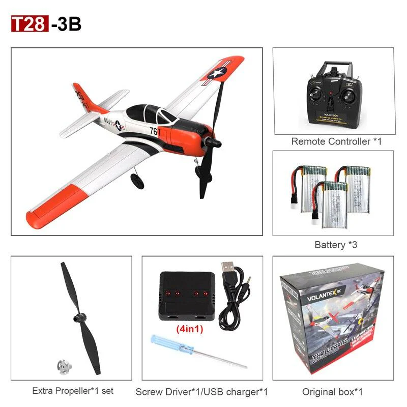 EPP 400mm P51D Mustang/F4U Corsair/T28 Trojan 4-Ch 2.4G 6-Axis Gyro Beginner Airplane With Xpilot Stabilizer RTF RC Plane