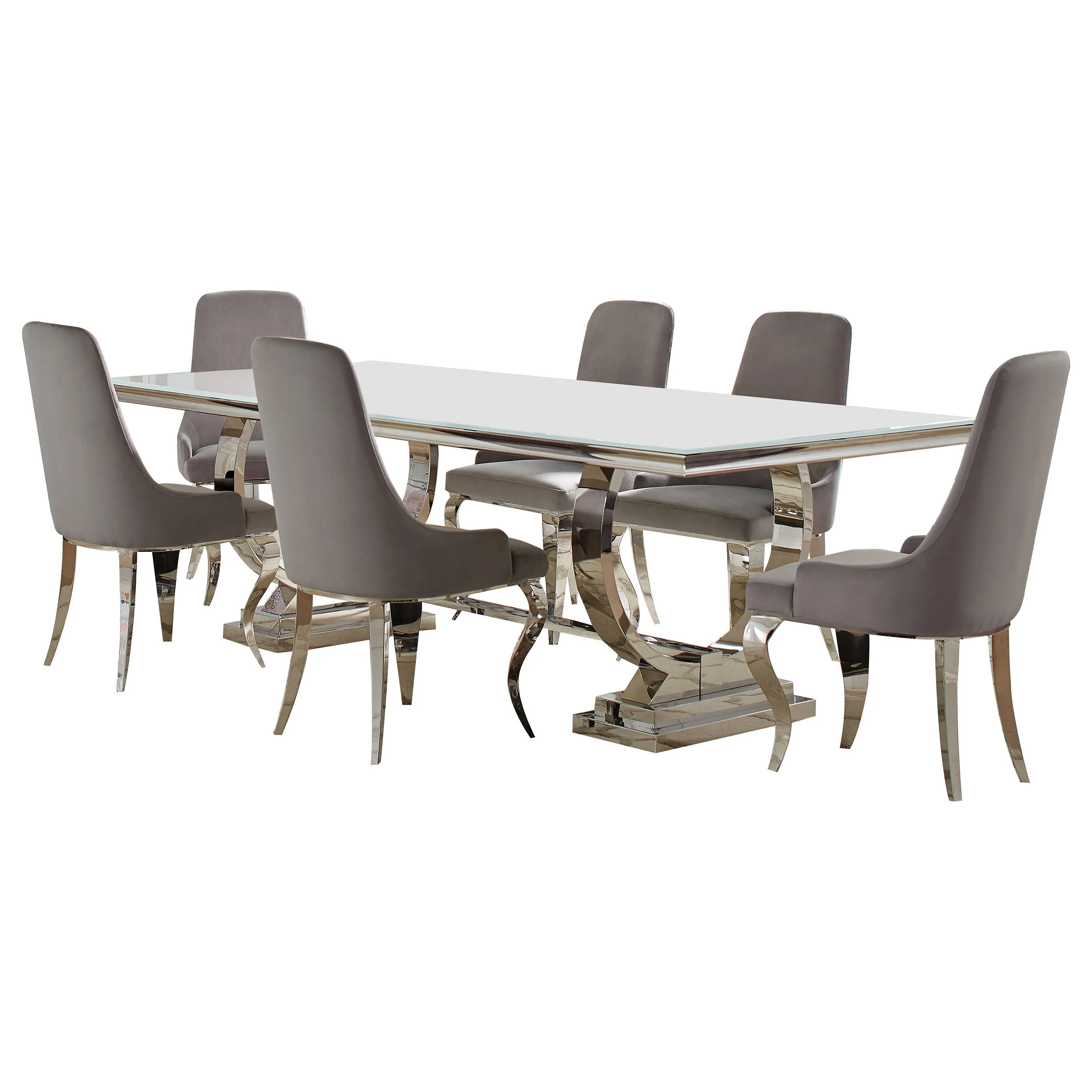 Antoine  Rectangular Glass Top Dining Set