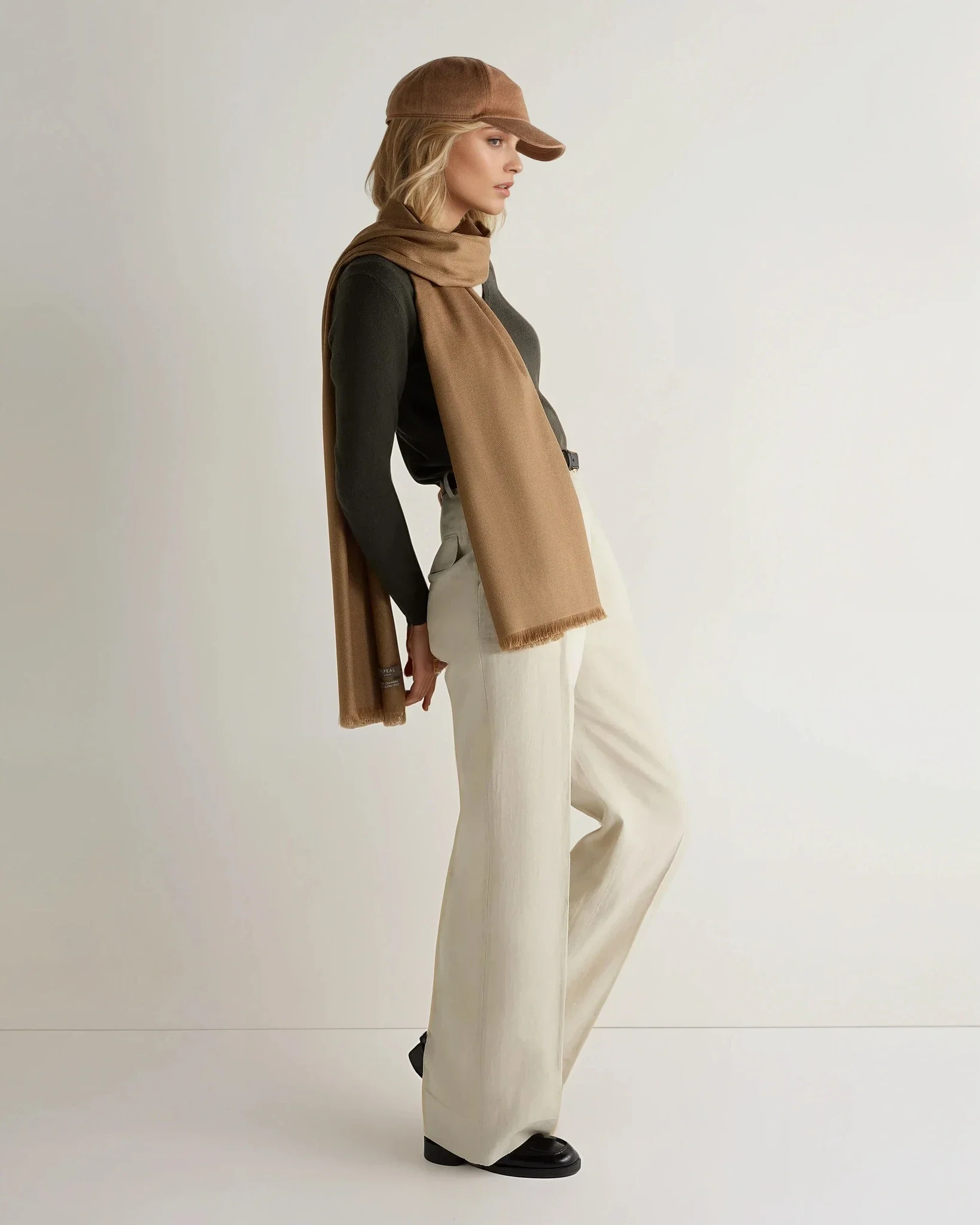 Women's Pashmina Cashmere Shawl Dark Tan Brown