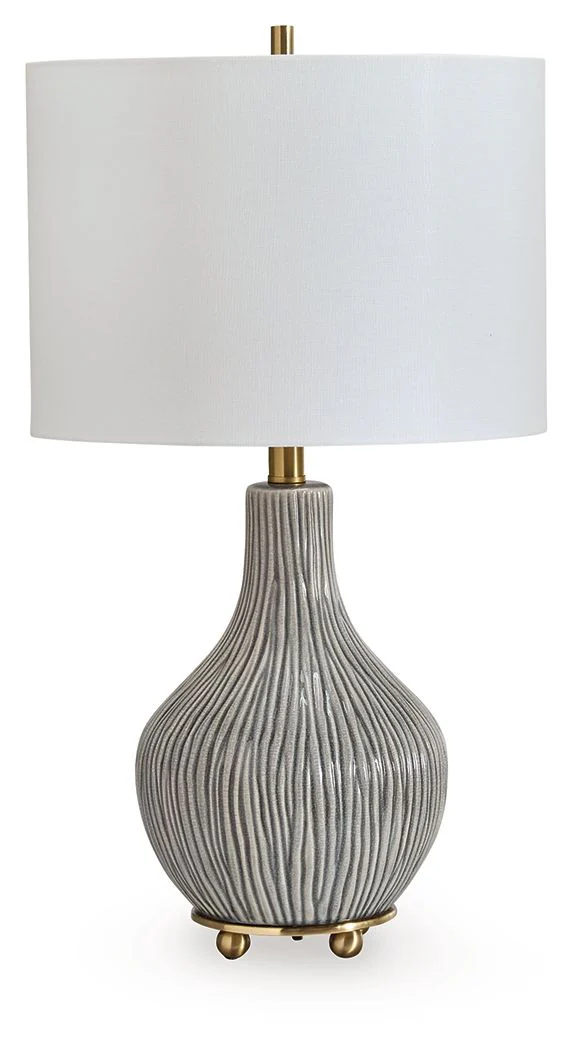 Judlen - Ceramic Table Lamp - Gray / Gold Finish