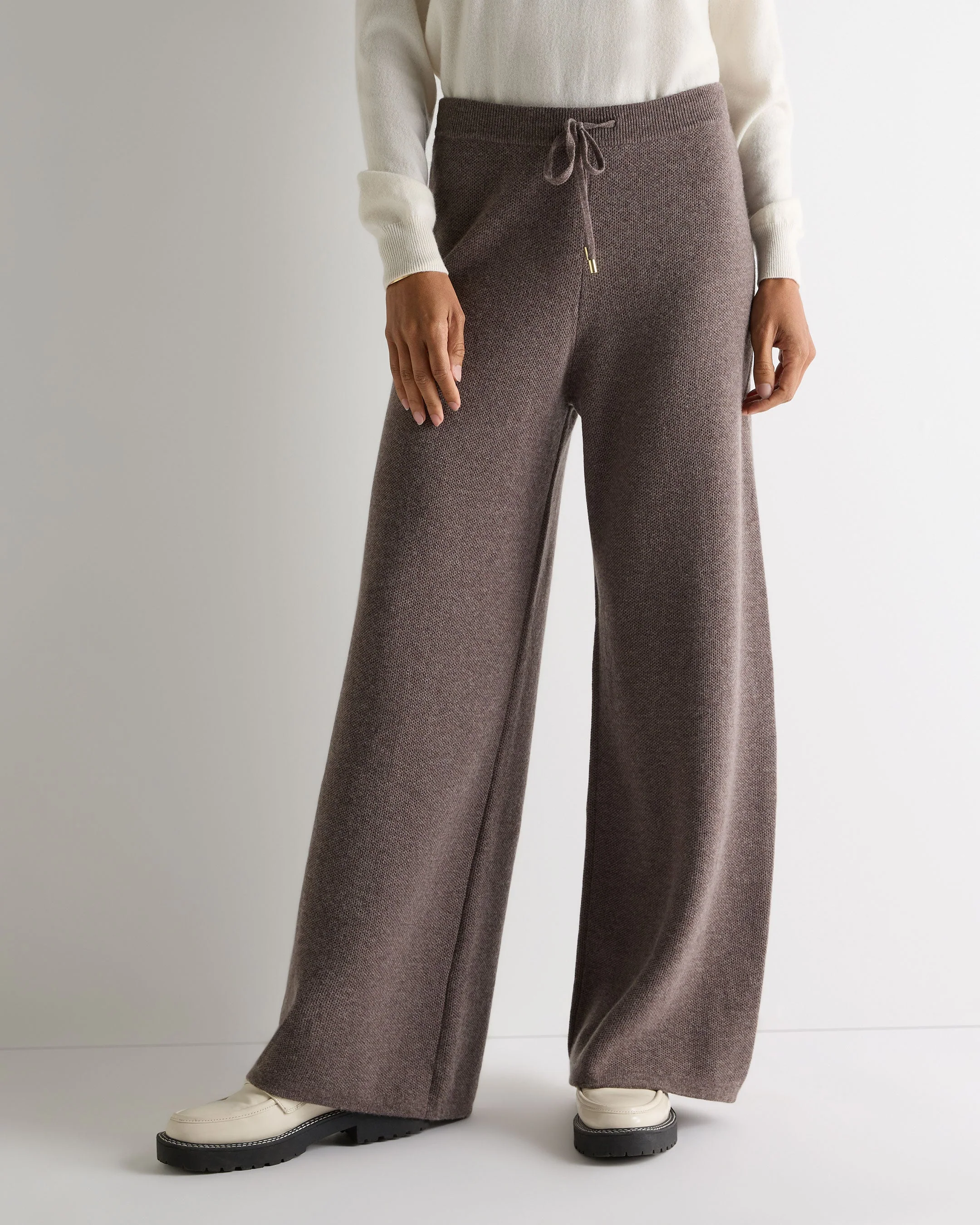 Women's Honeycomb Knit Cashmere Pant Otter Brown