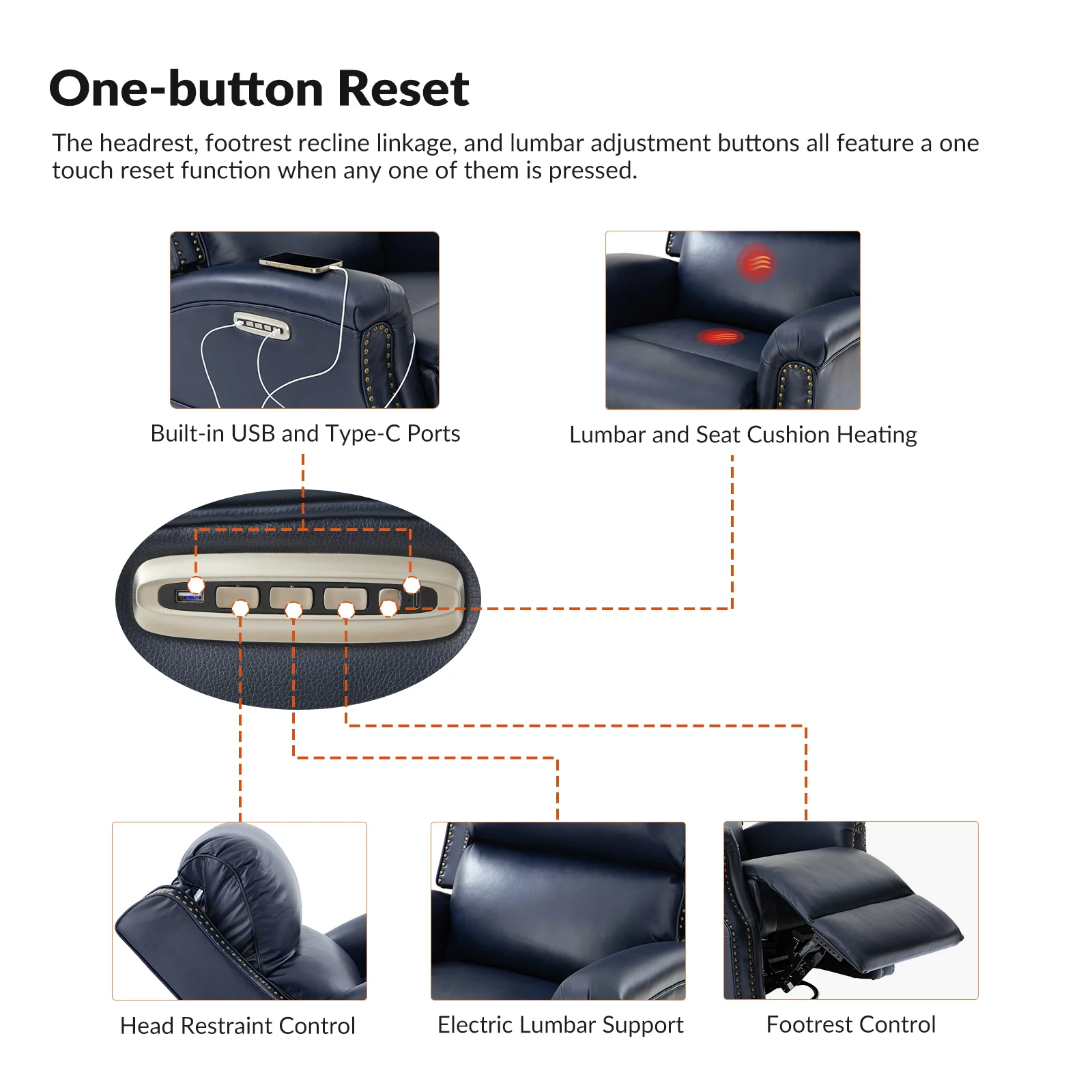 Andreas Recliner in Navy