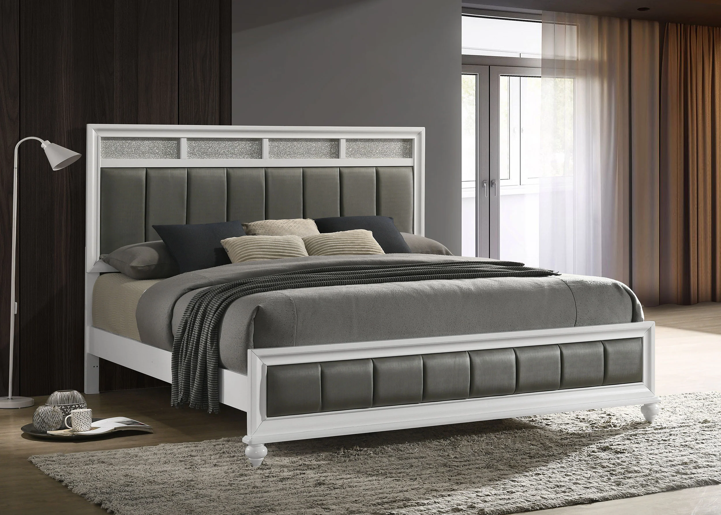 Barzini Wood  Panel Bed White
