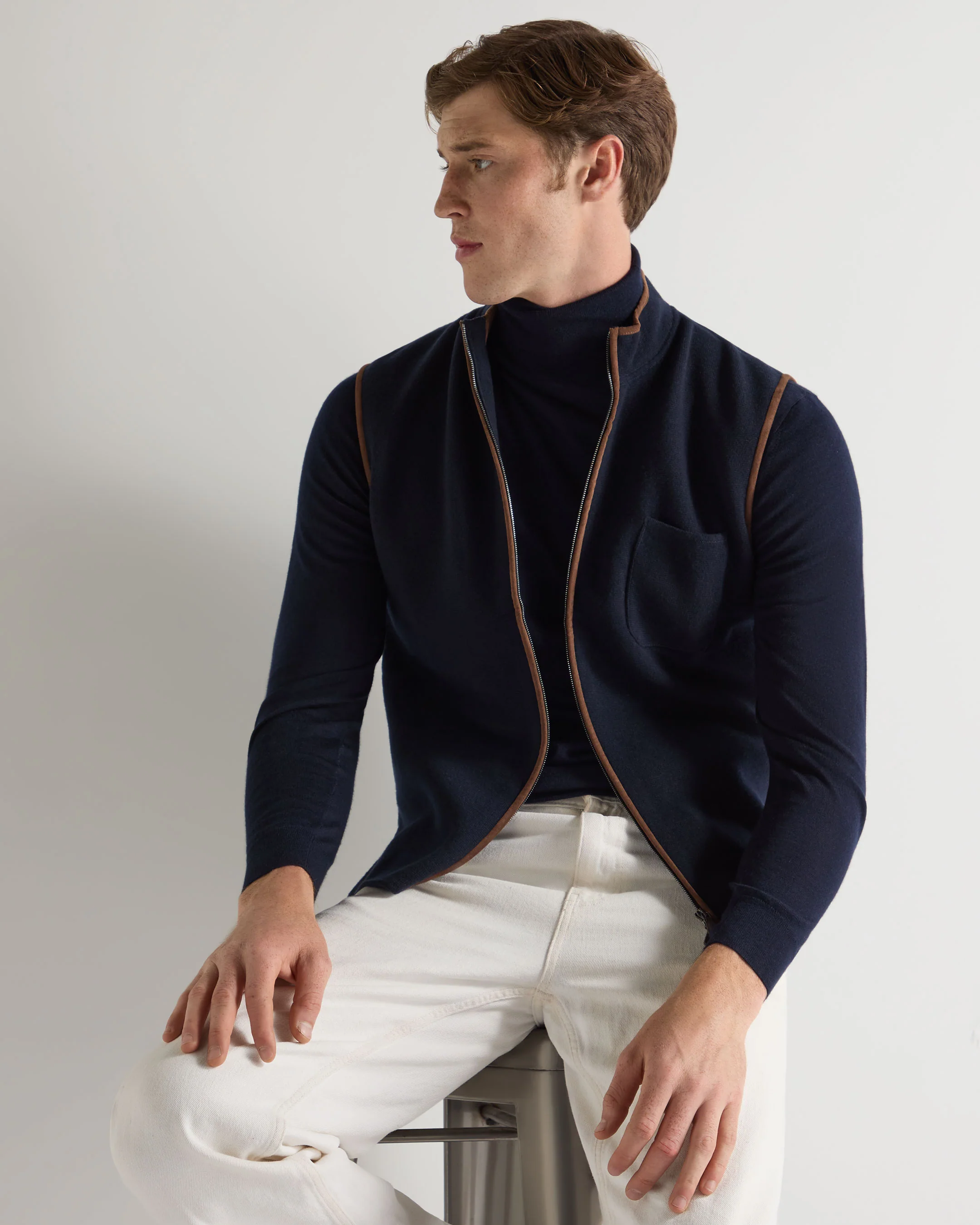 Men's Shaftesbury Cashmere Gilet Navy Blue