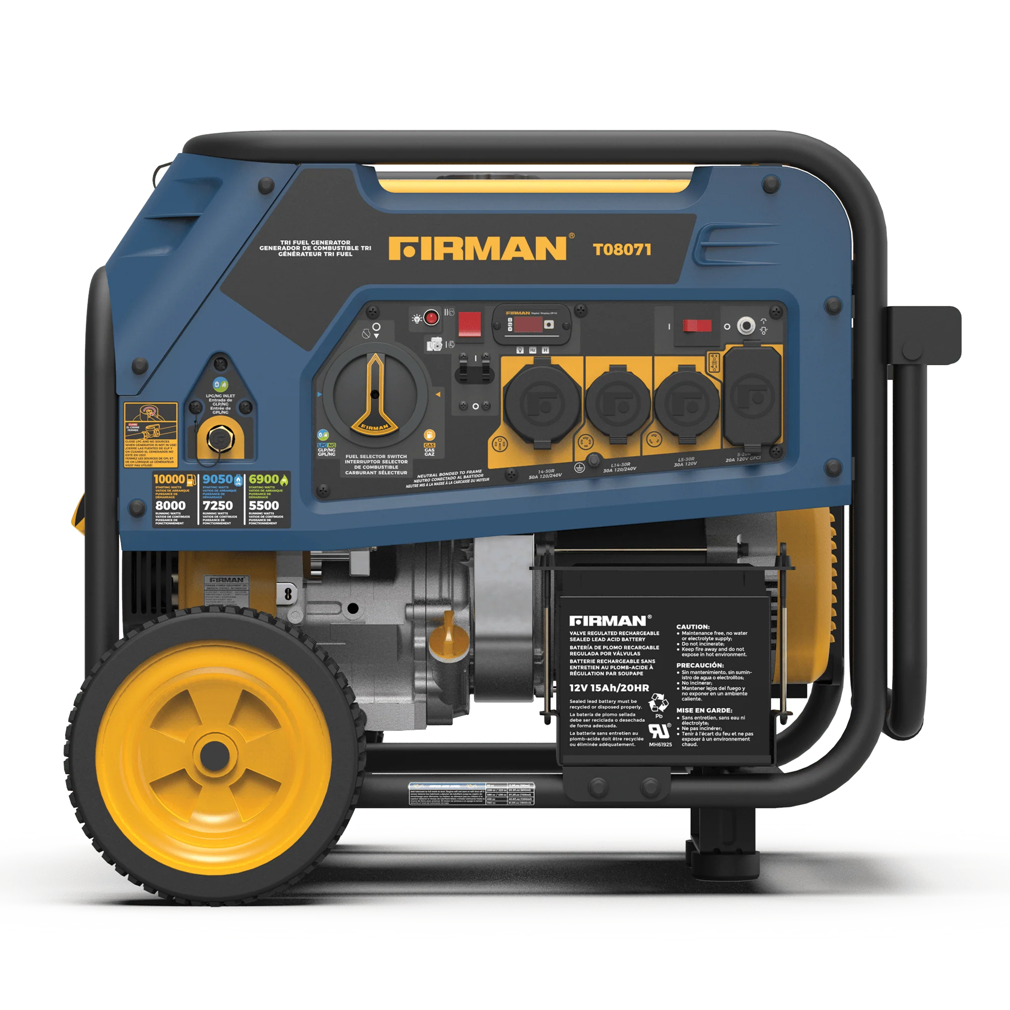 Tri Fuel Portable Generator 8000W Electric Start 120/240V