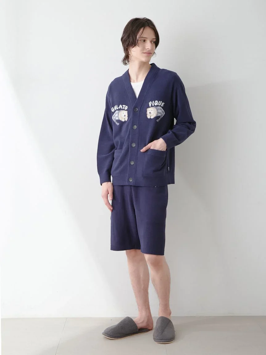 Mens Sleeping Cat Jacquard Cardigan