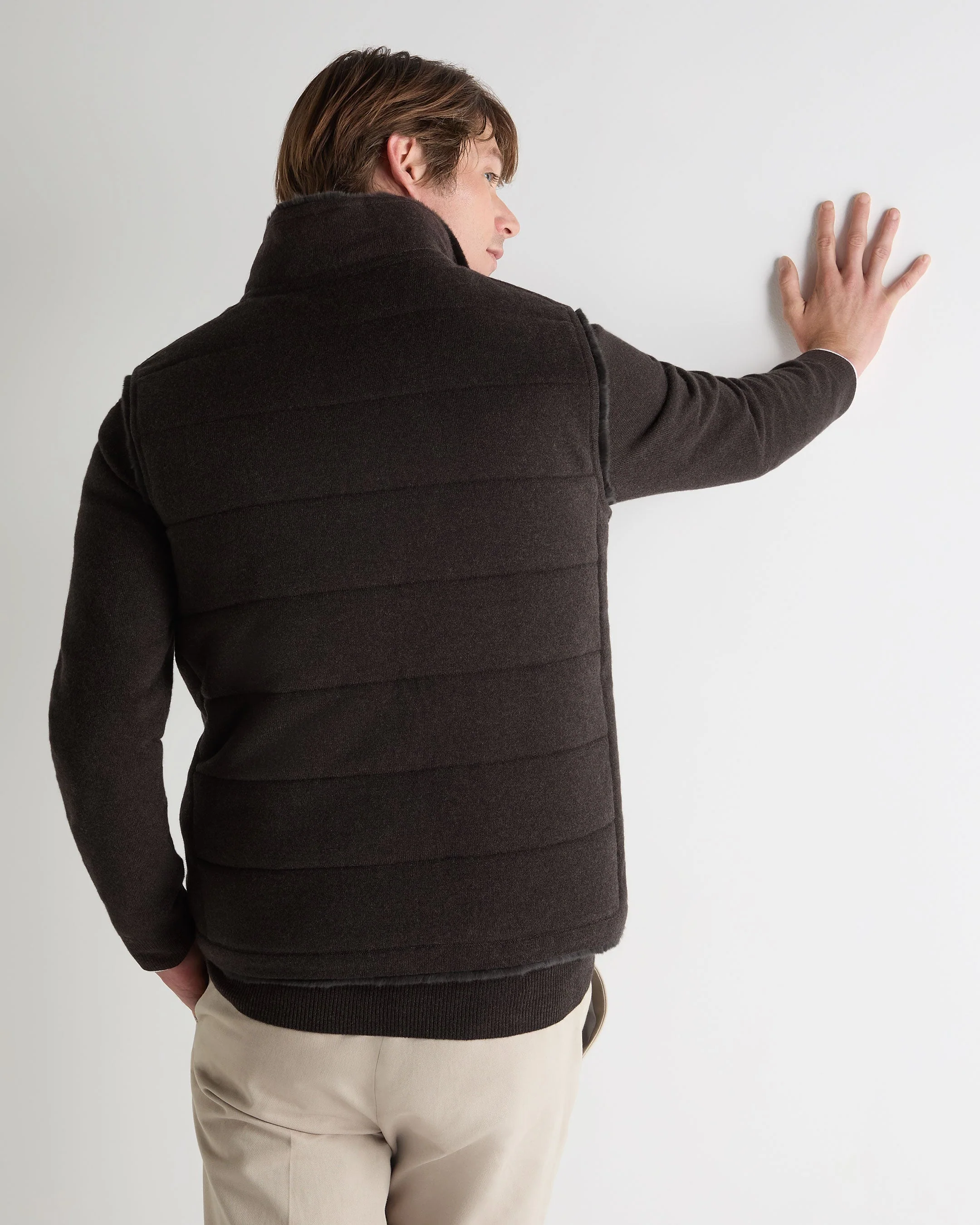 Men's Vermont Fur Lined Gilet Chocolate Brown