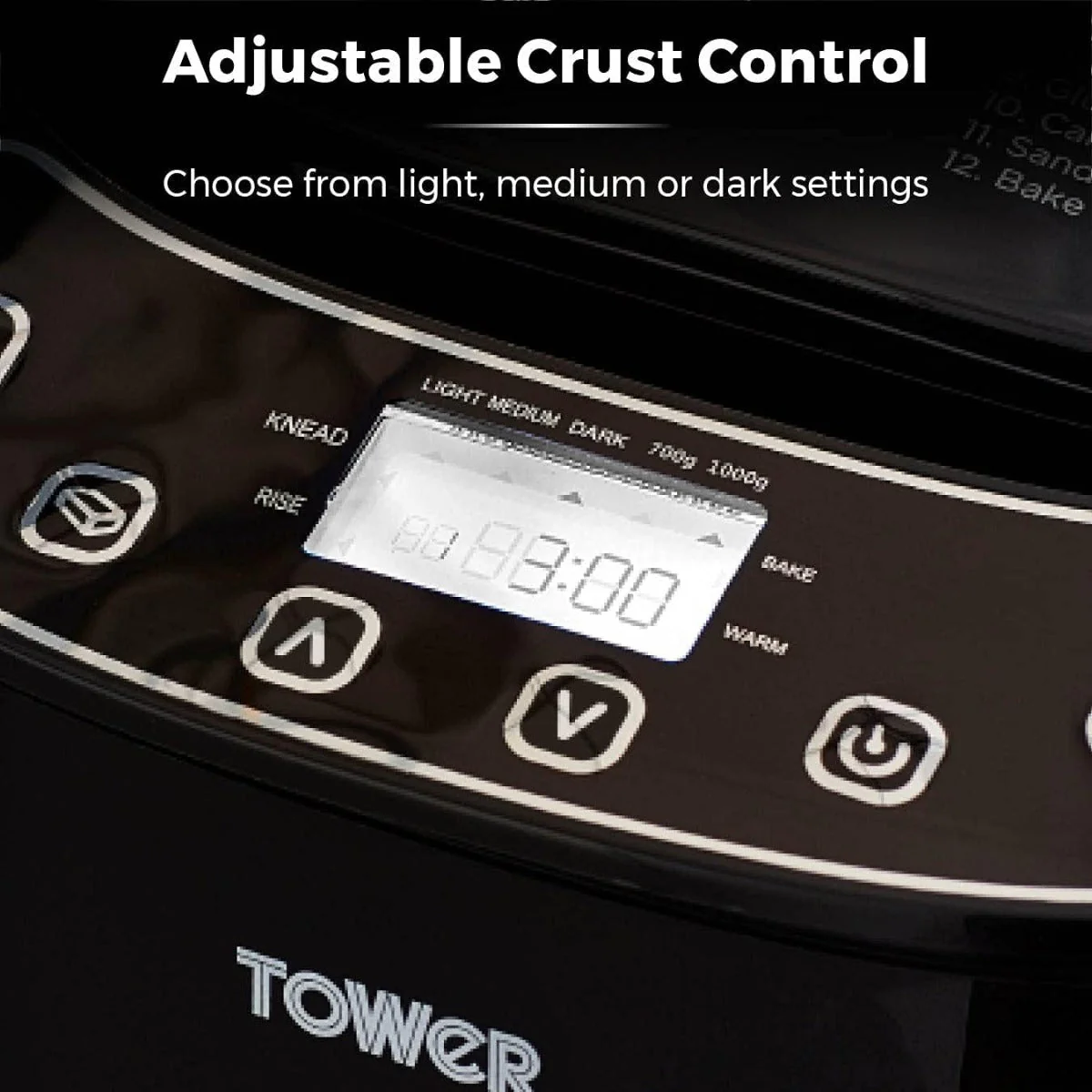 Tower 220 volt Bread Maker 2 lb 12 automatic programs timer 60 keep warm crust control non stick bread pan 22v 240 volts