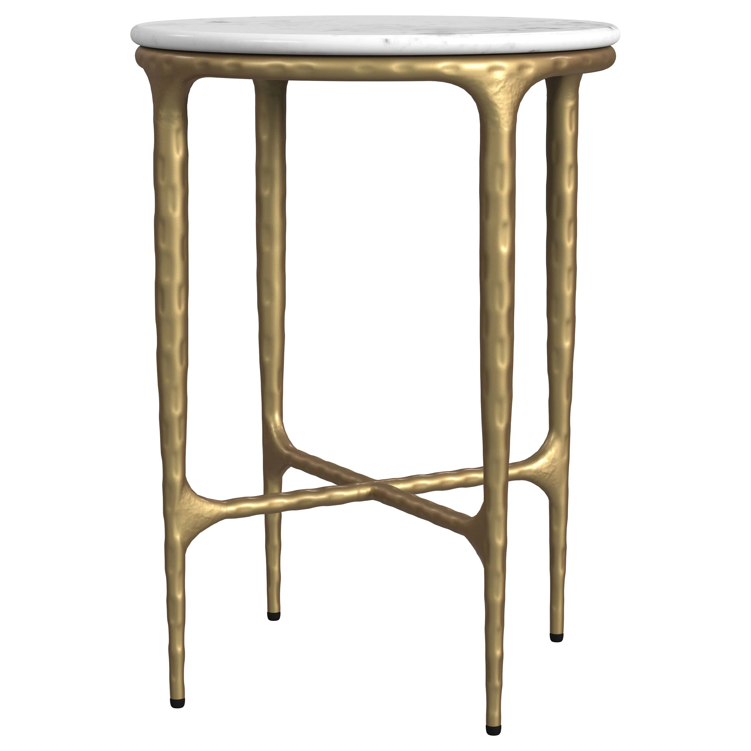 Baldwin Rectangular Marble Top Side Table White and Gold