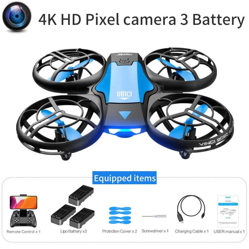 4DRC V8 Mini Drone - 4K 1080P HD Wide Angle Camera WiFi FPVDrone Height Keep Foldable Quadcopter Toy Gift