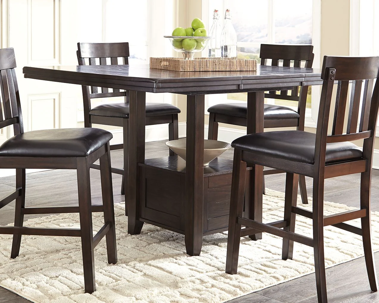 Haddigan - Rectangular Dining Room Counter Extension Table - Dark Brown