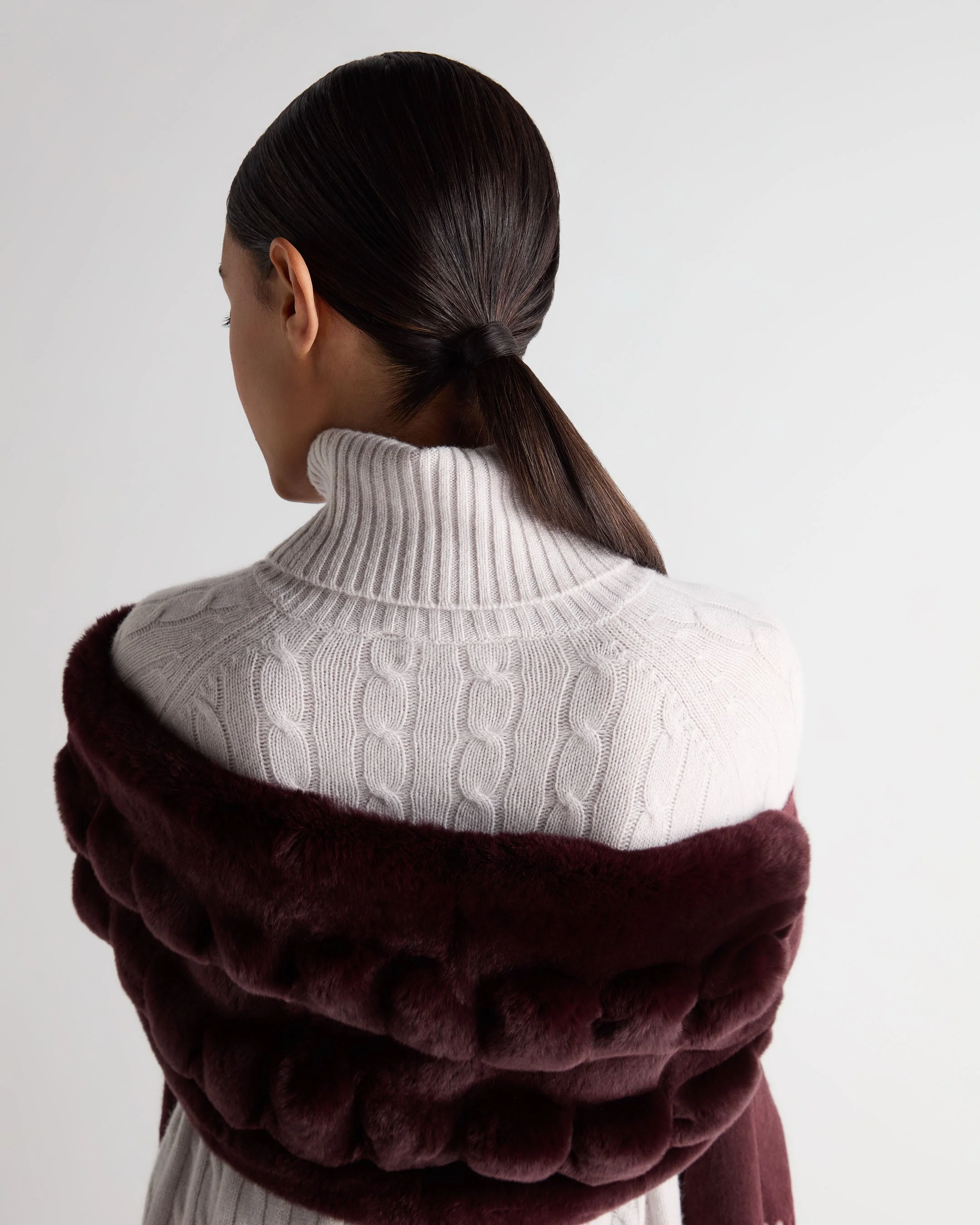 Women's St Moritz Fur Neck Scarf Claret Red