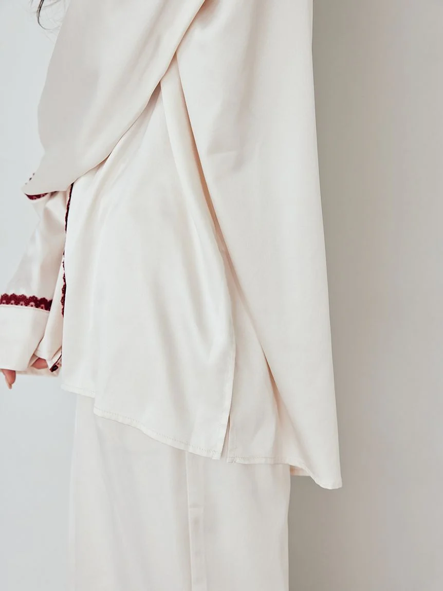 Satin Shirt With Lace