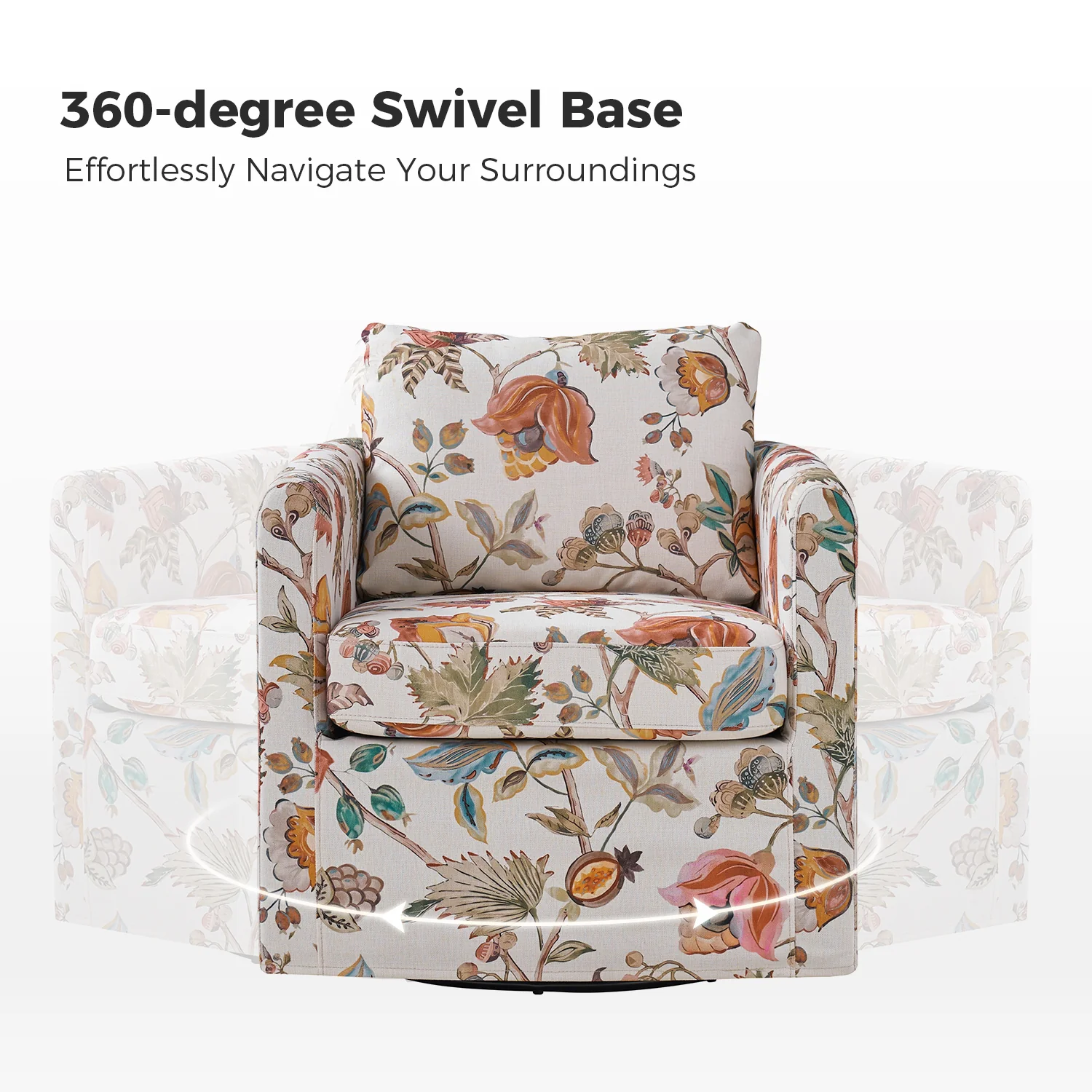 Armando Slipcovered Swivel Chair in Floral