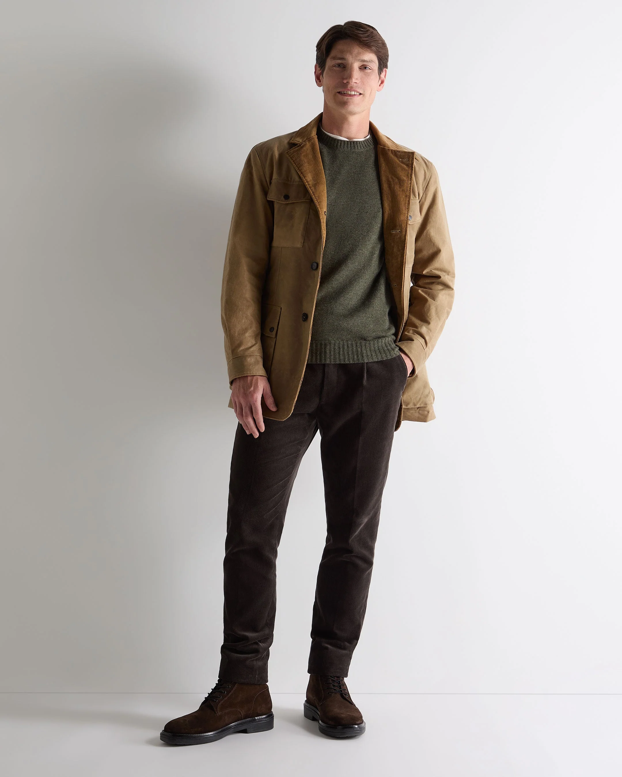 Men's Shoreditch Round Neck Cashmere Sweater Moss Green