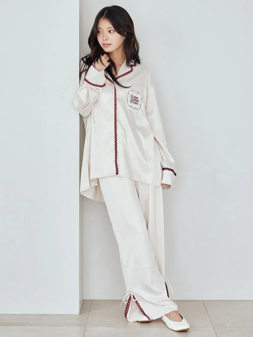 Satin Shirt With Lace