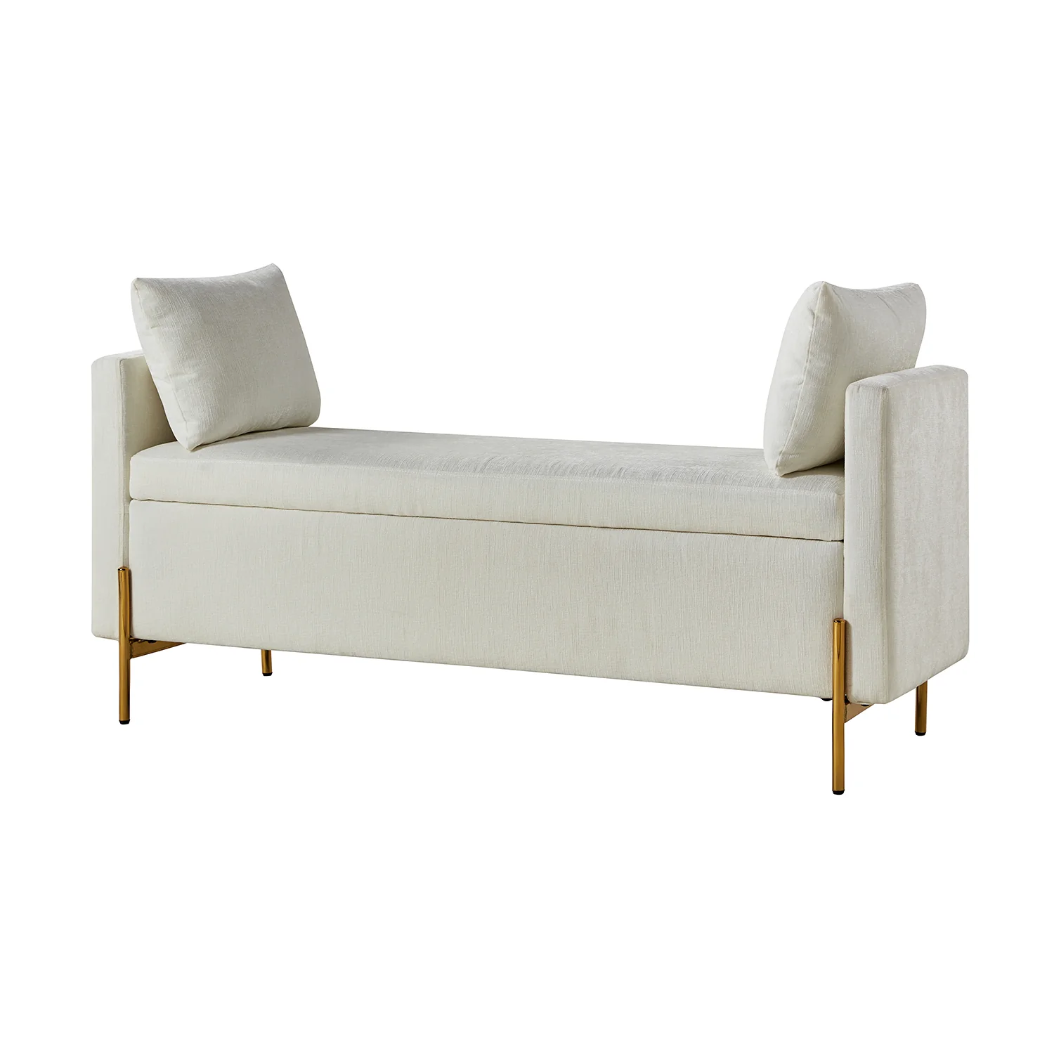 Arrigo Upholstered Flip Top Storage Bench in Ivory