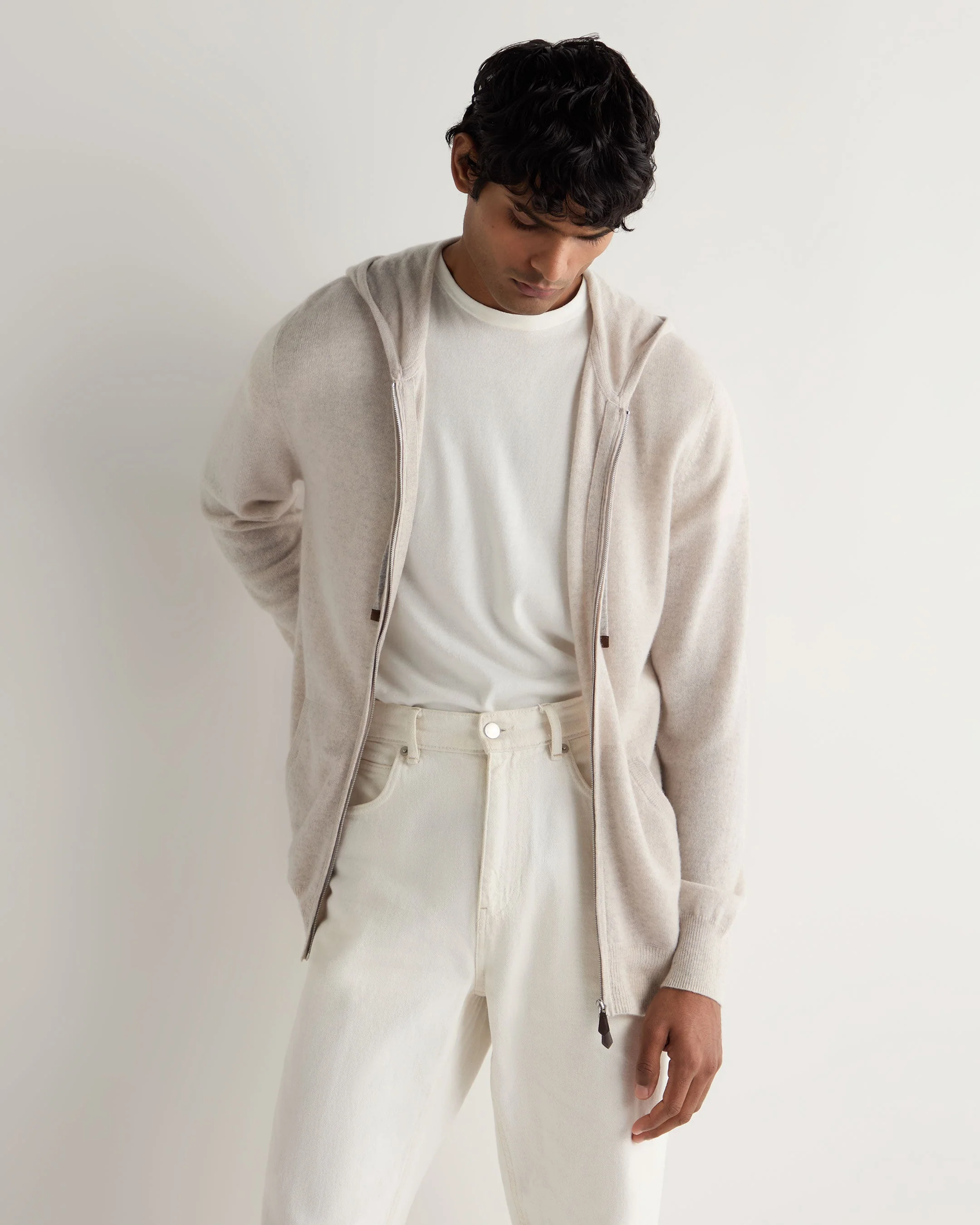 Men's Ladbroke Cashmere Hoodie Pebble Grey