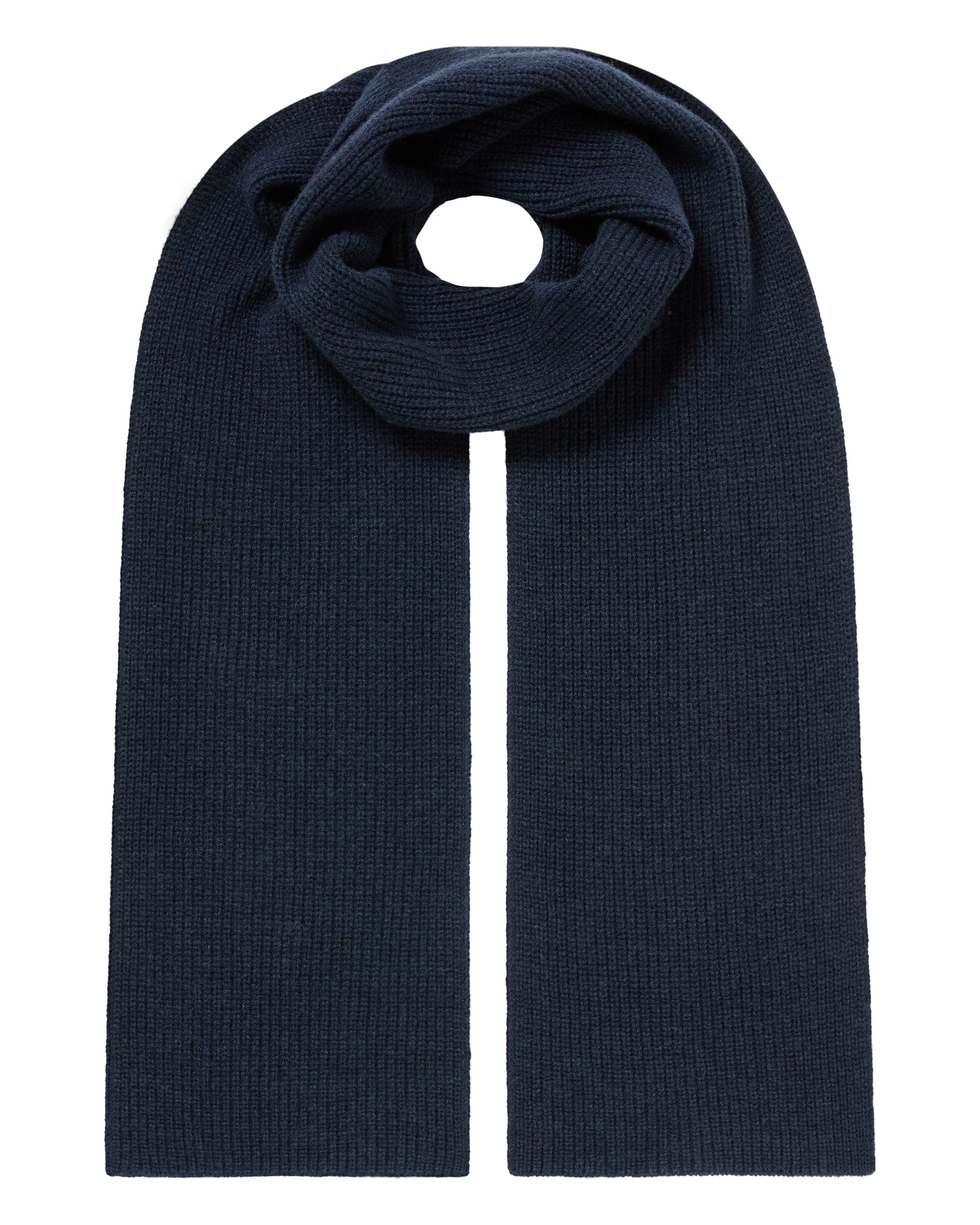 Unisex Ribbed Cashmere Scarf Indigo Blue