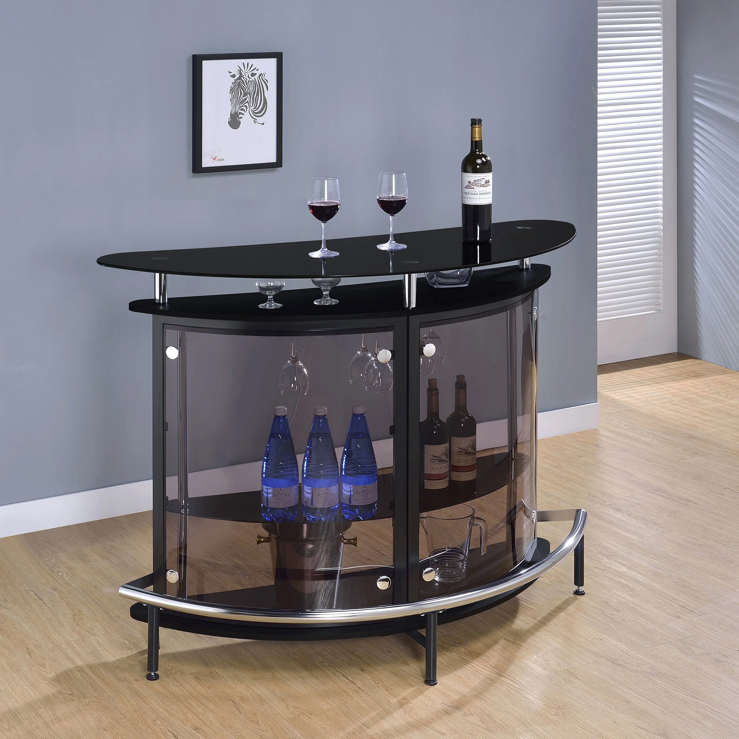 Amarillo Freestanding Glass Top Home Bar Wine Cabinet