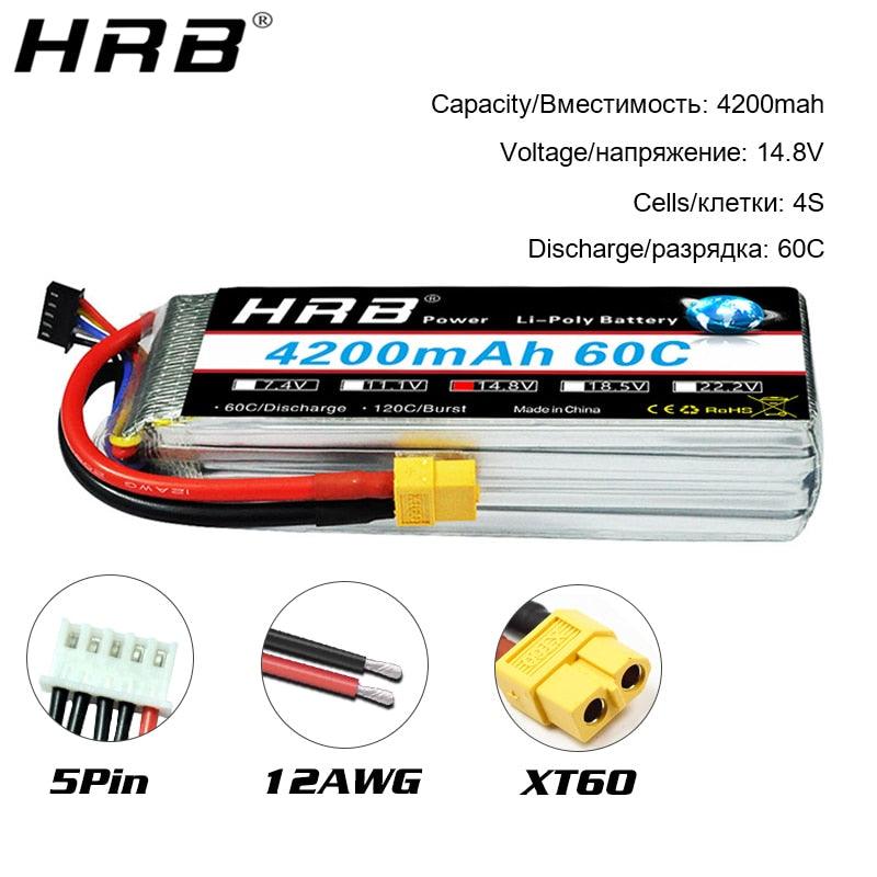 2PCS HRB Lipo Battery 3S 11.1V - 4000mah 4200mah 5000mah 6000mah 4S 14.8V 3300mah 7000mah 6S 22.2V 2S 7.4V 5200mah XT60 T RC Parts