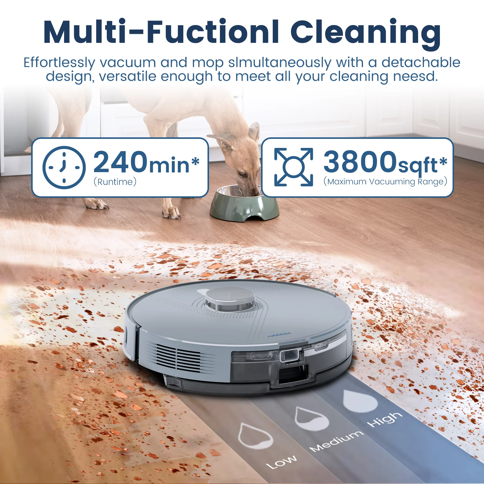 AIRROBO L50 Self-Empty Robot Vacuum and Mop Combo with 5500Pa Powerful Suction for Pet Hair