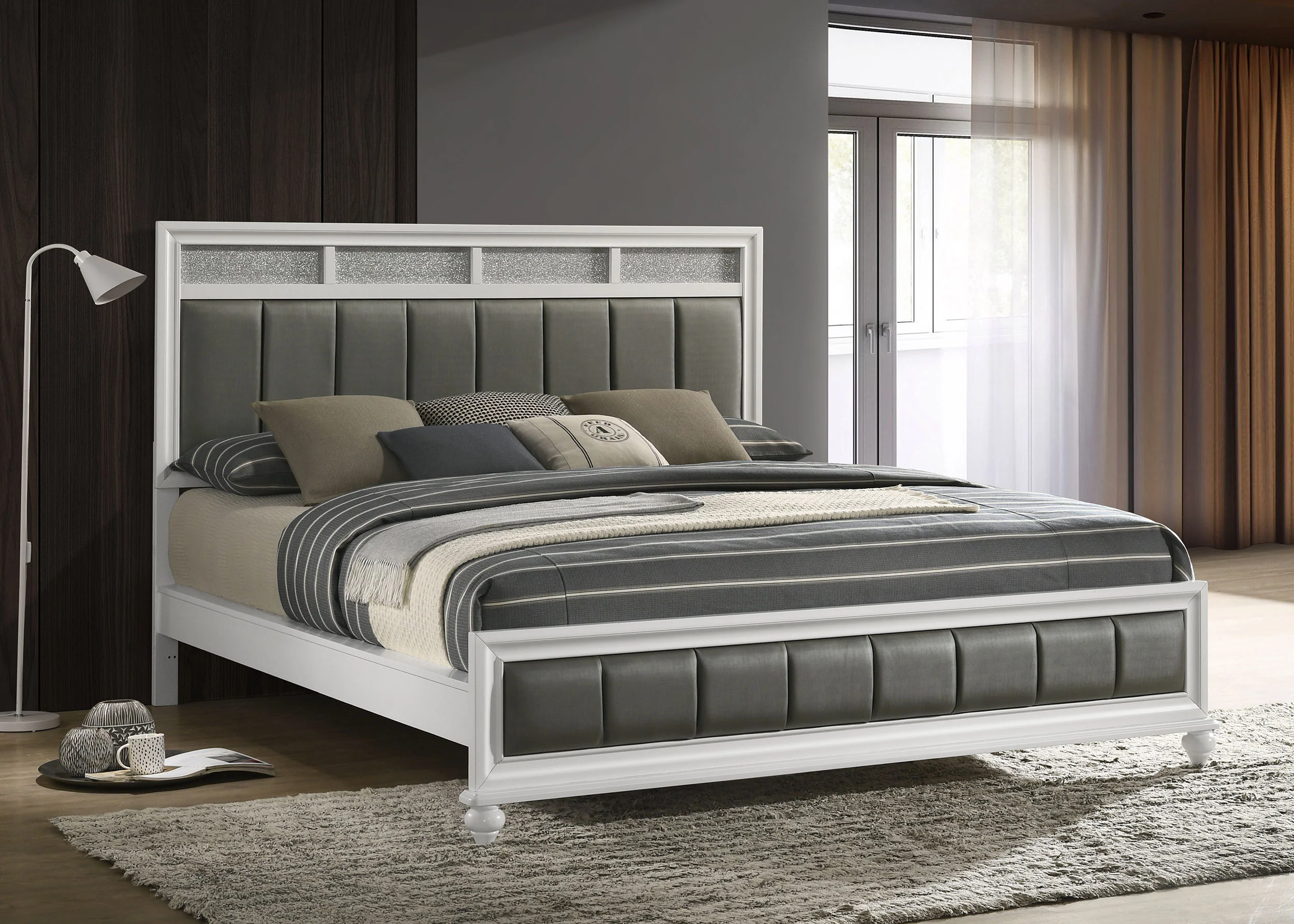 Barzini Wood  Panel Bed White