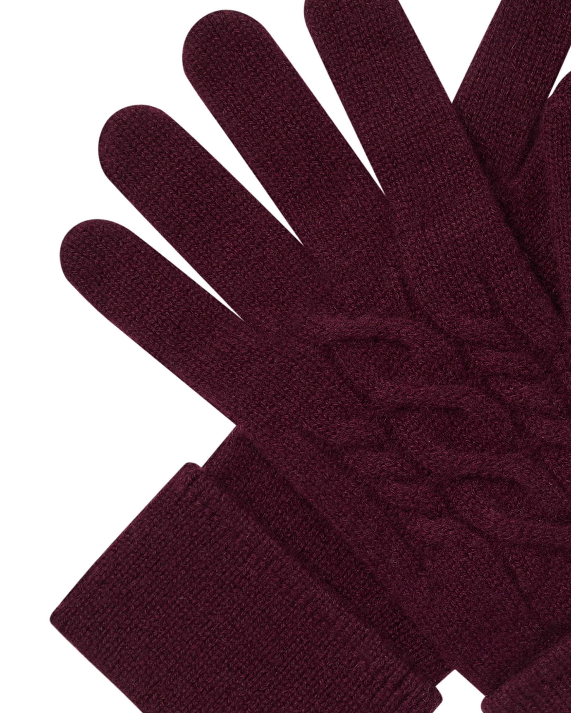 Women's Cable Cashmere Gloves Bordeaux Red