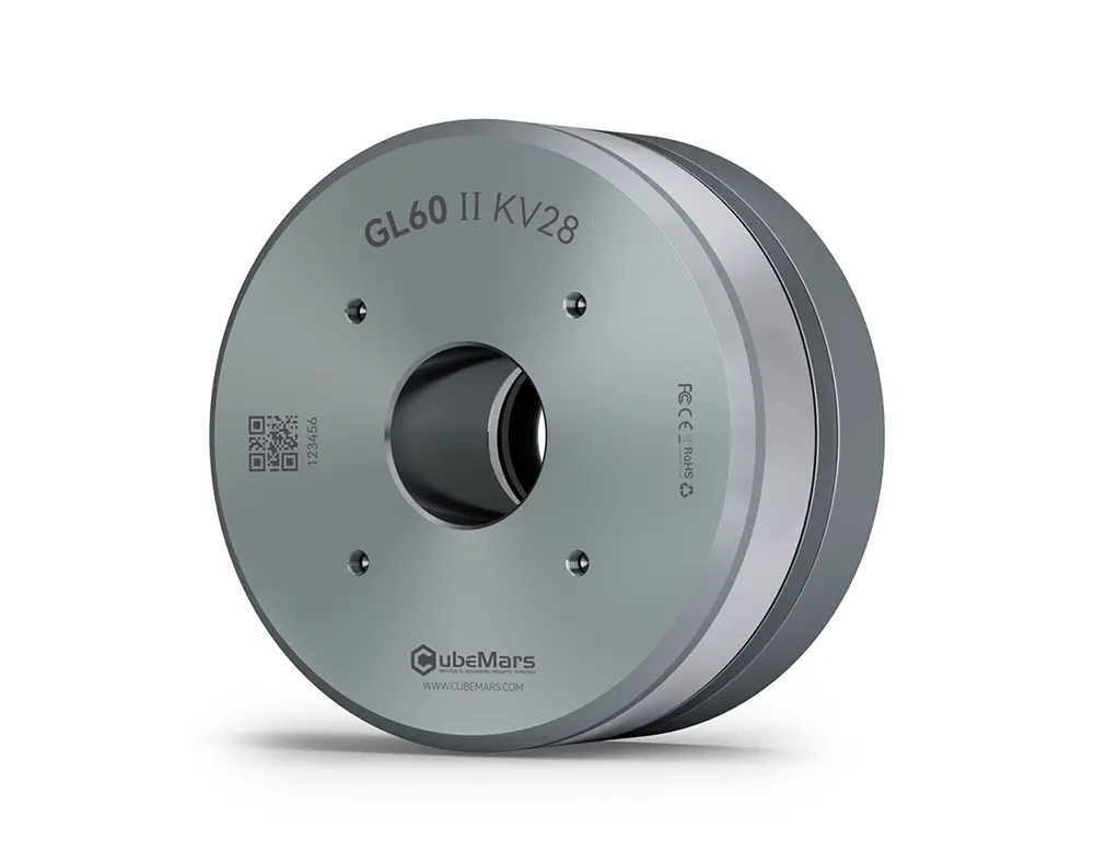 CubeMars GL60 II KV28 Gimbal Motor – Hollow Shaft, Low Cogging Torque, CAN/PWM Control