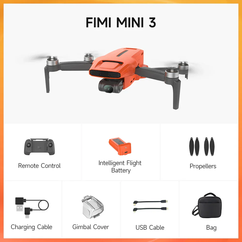 FIMI MINI 3 Drone -  9KM Range 245g With 3-axis 4K Camera RTF GPS Drone