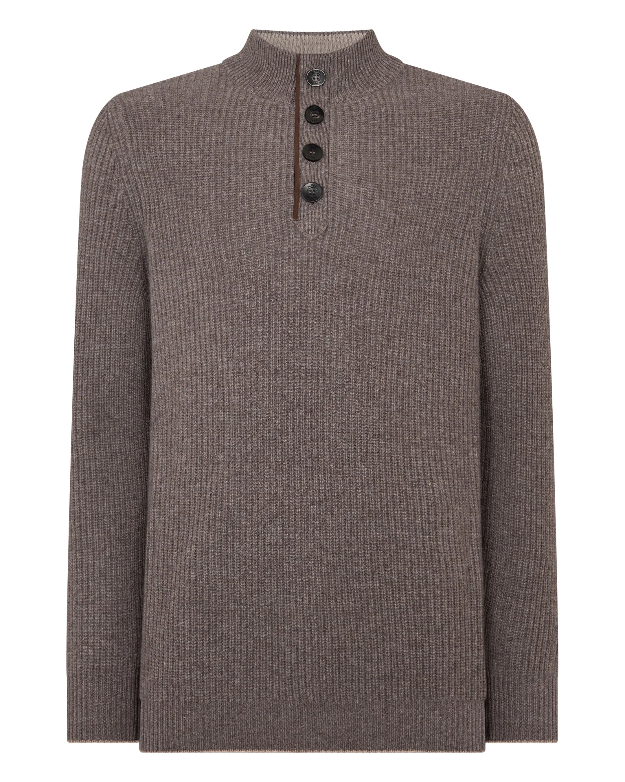 Men's Beauchamp Half Button Cashmere Sweater Otter Brown