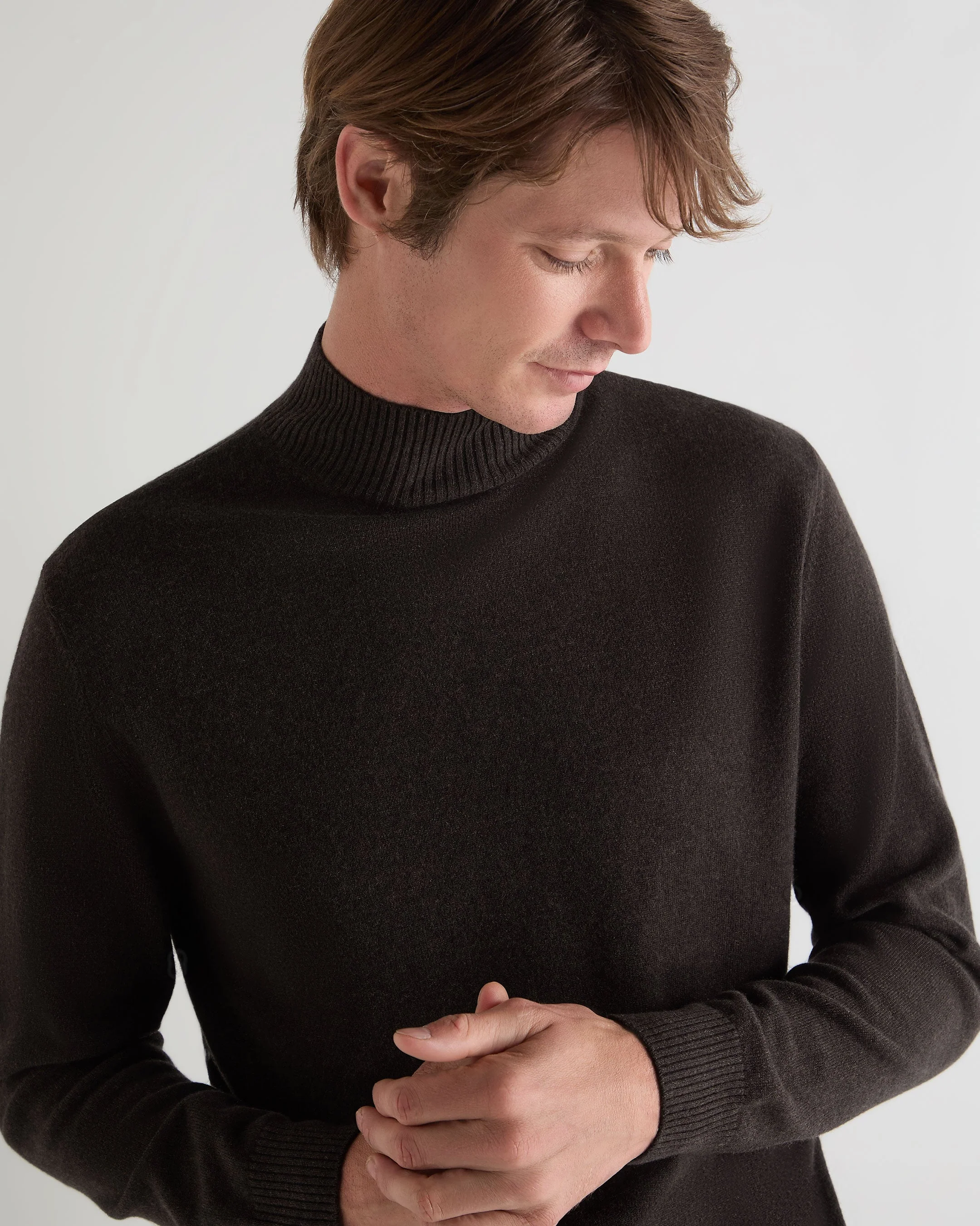 Men's Mayfair Turtle Neck Cashmere Sweater Chocolate Brown