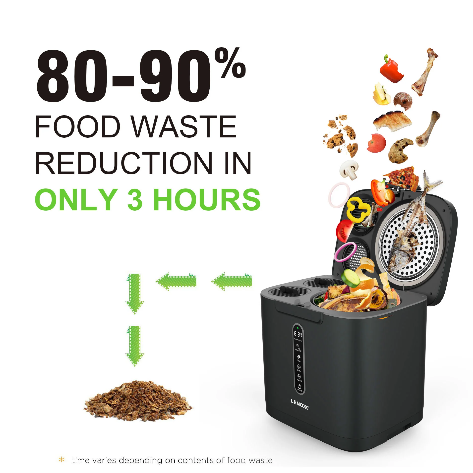3.8L Electric Food Waste Composter w/ Odour Control & Touch Panel