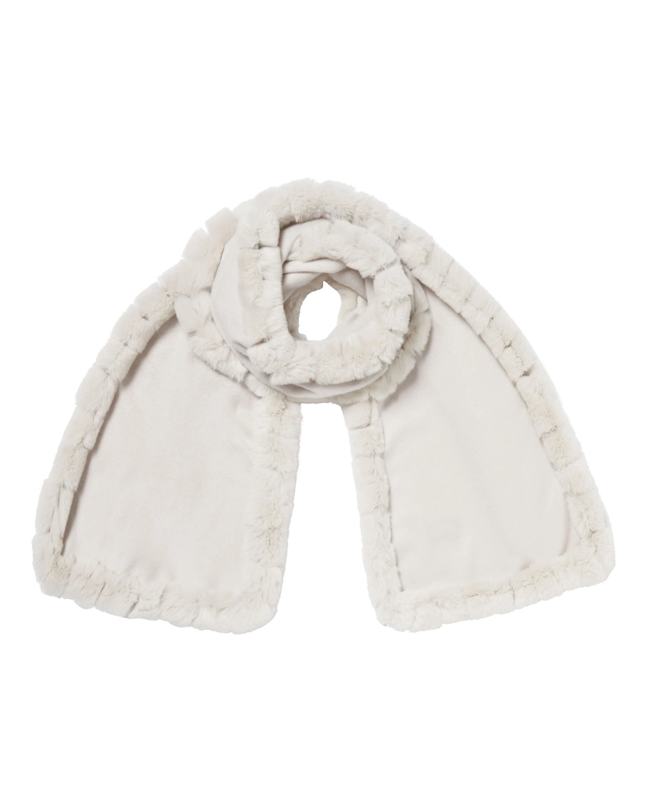 Women's Meribel Woven Fur Trim Scarf Snow Grey